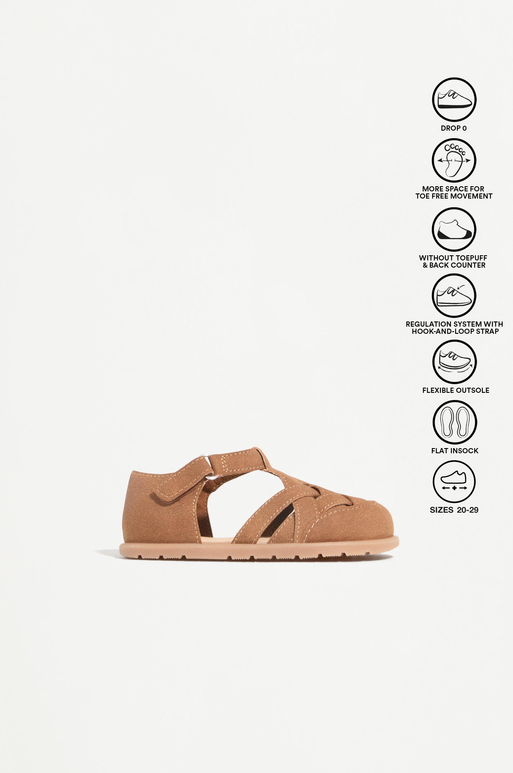 BRAIDED BAREFOOT CAGE SANDALS — BROWN
