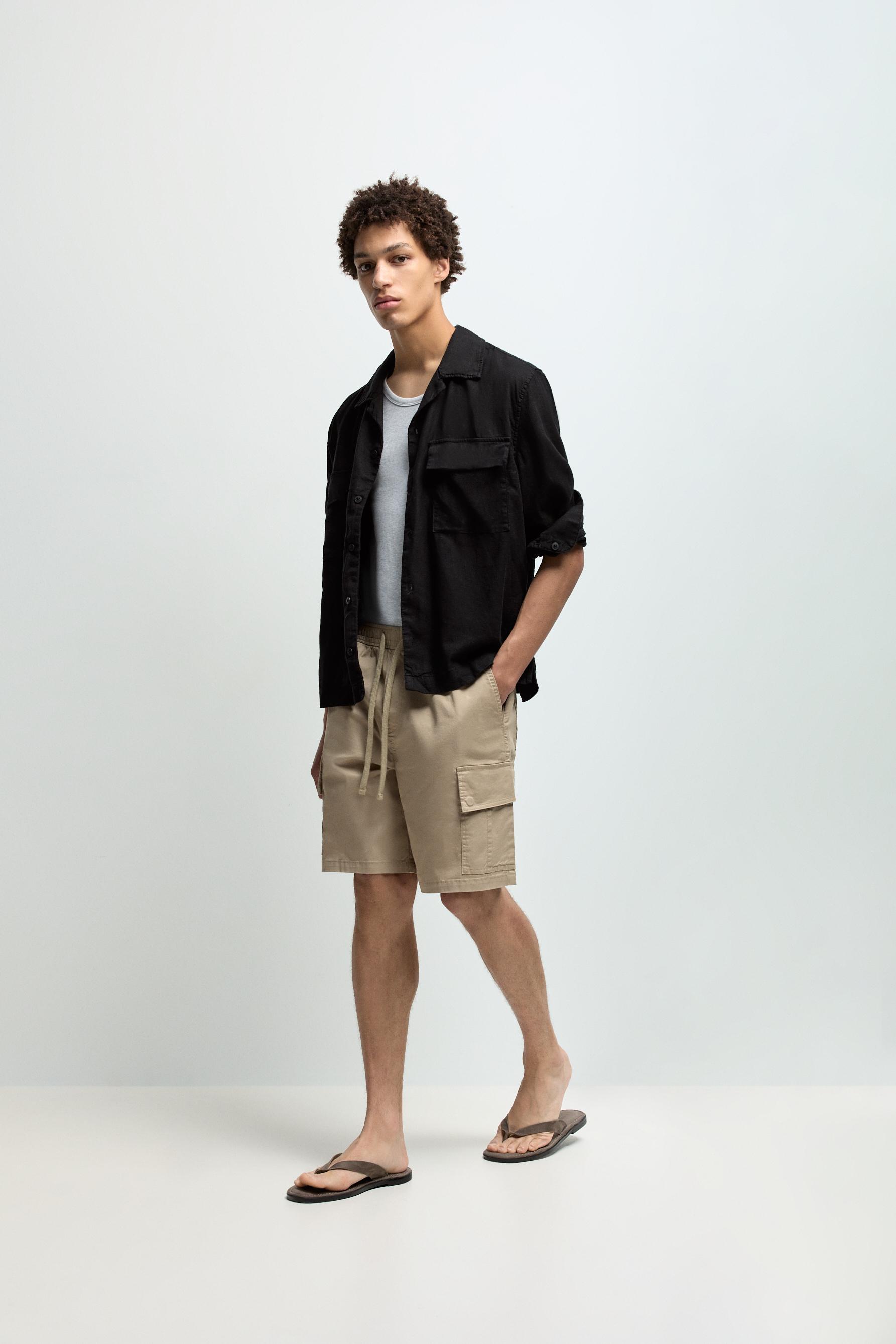 Cargo Bermuda joggers — BEIGE