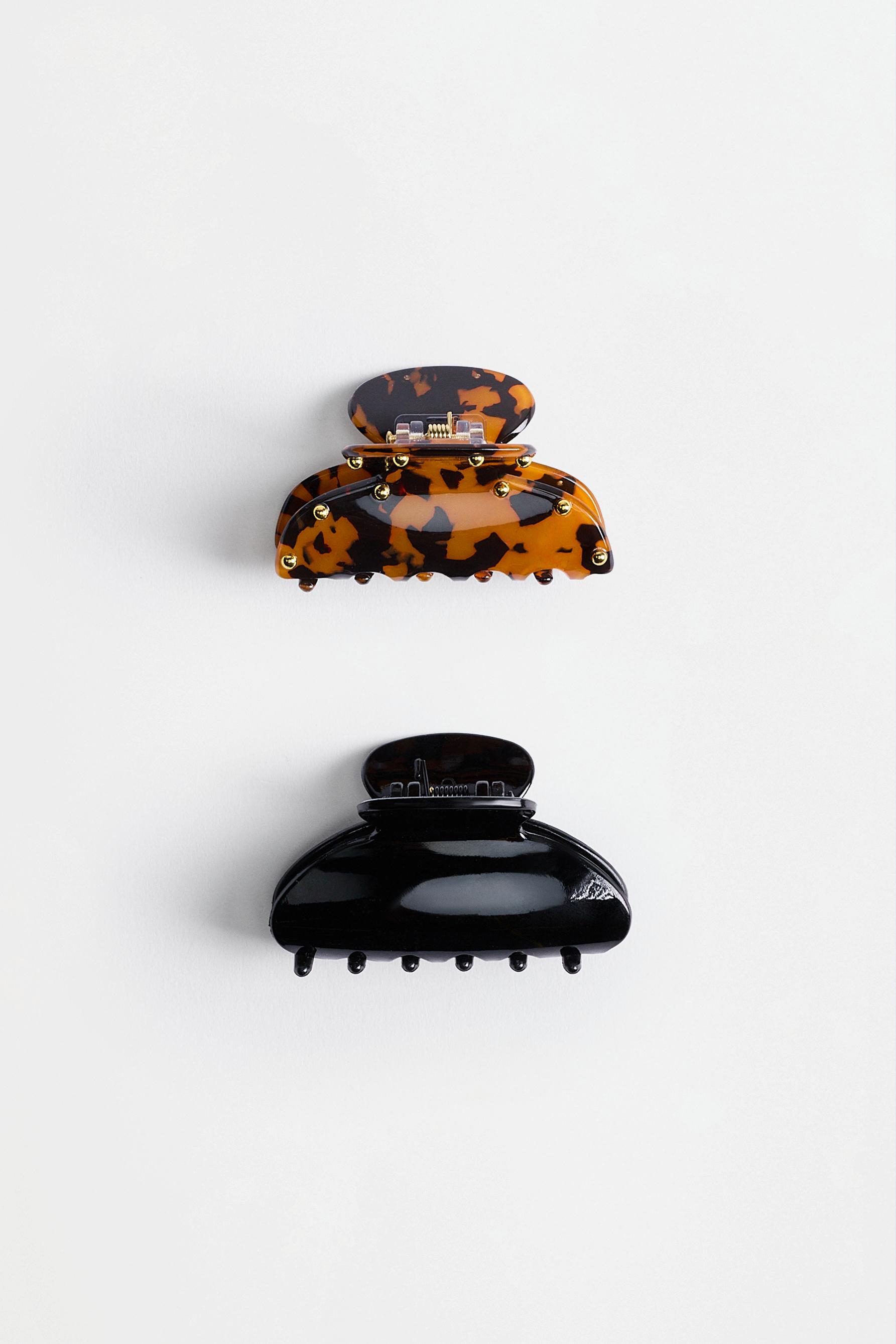 Mixed hair clips (2-pack) — TORTOISESHELL