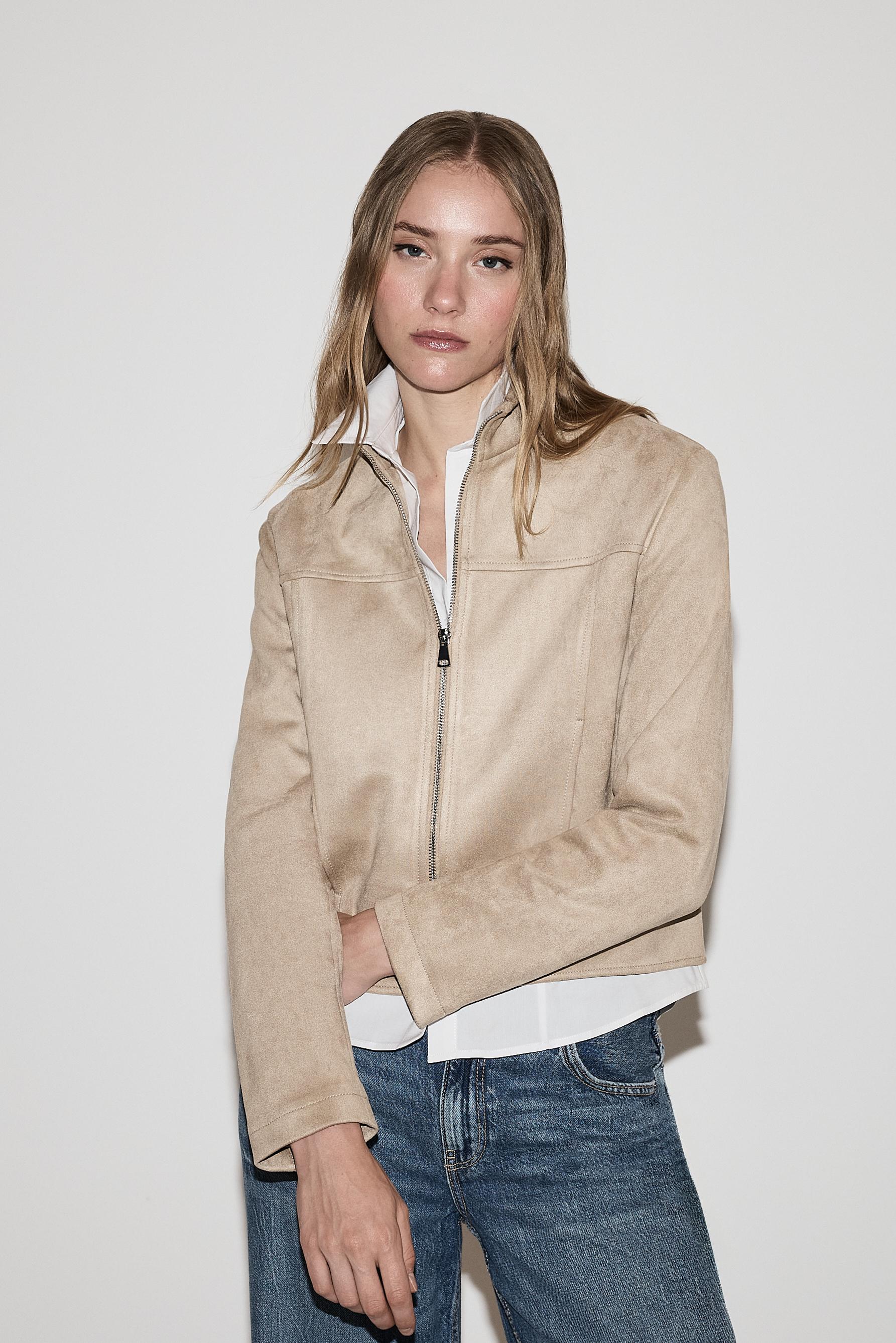 Faux suede jacket — TAUPE BROWN