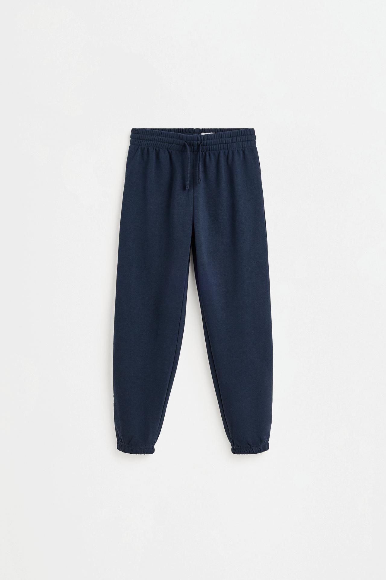Solid plush trousers — NAVY