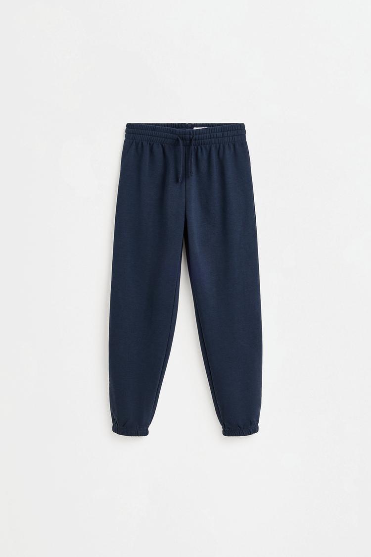 Solid plush trousers — NAVY