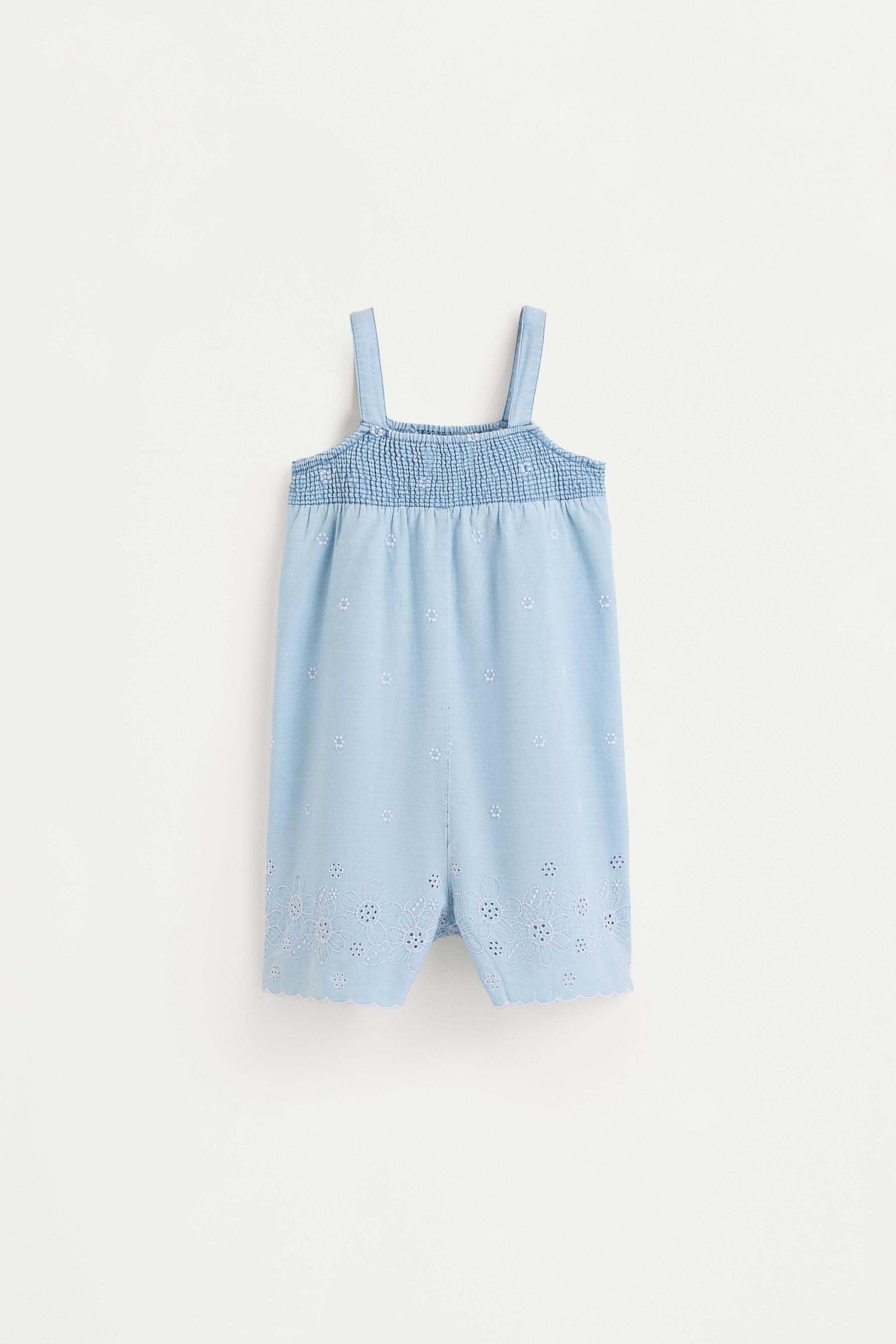 Embroidered denim dungarees — PALE BLUE