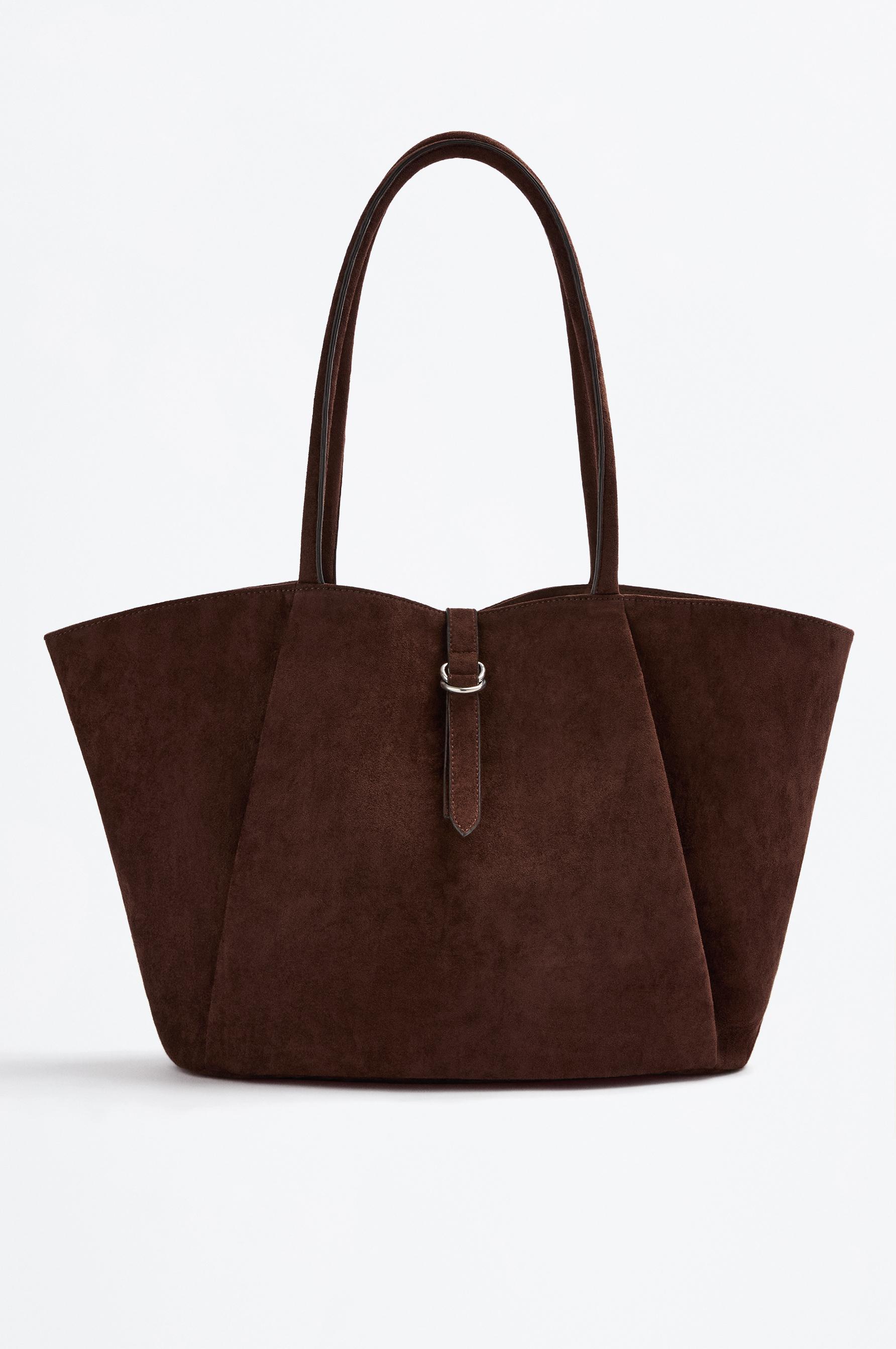 Bolso shopper efecto suede detalle cinturón