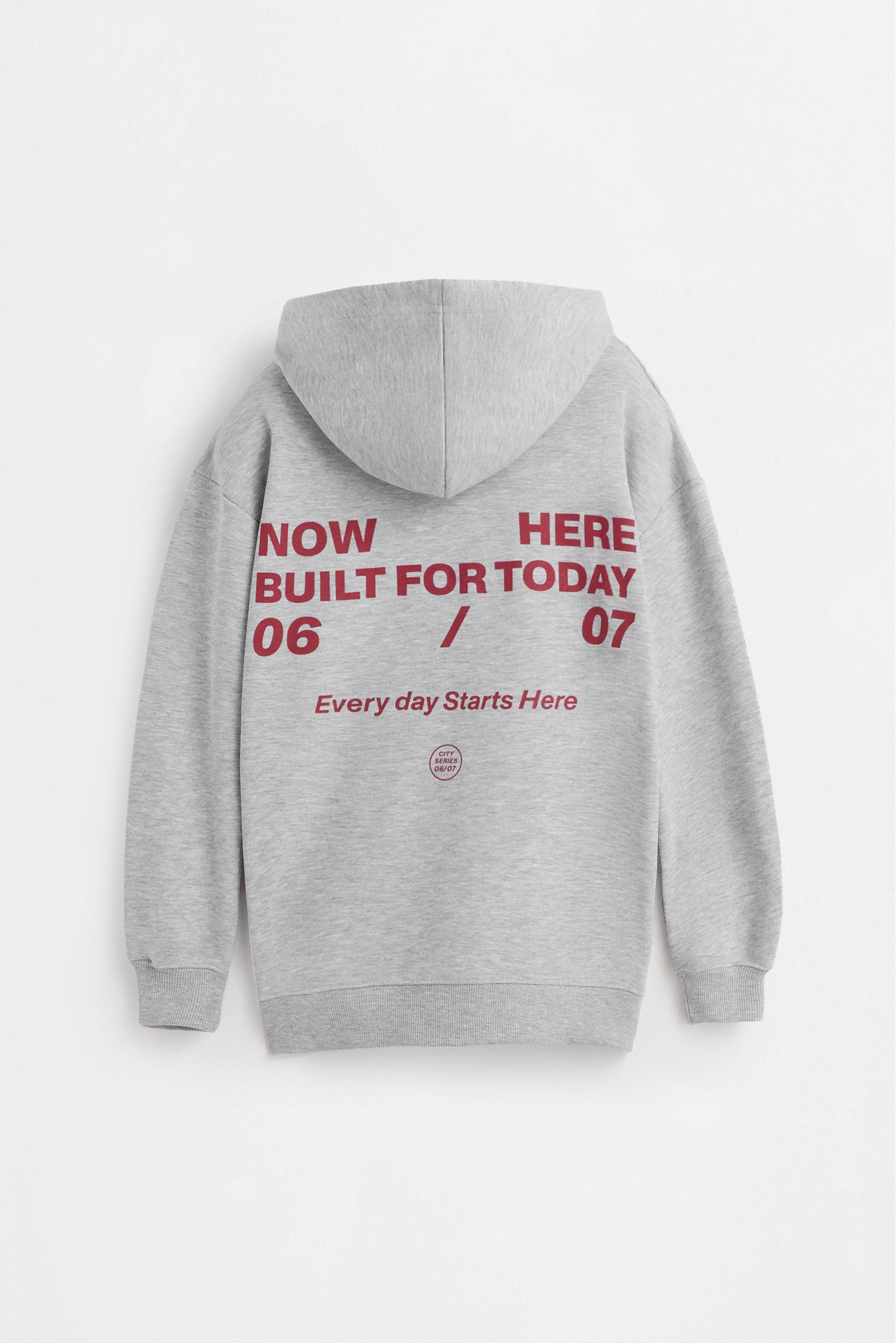 Maxi-print back hoodie — GREY MARL