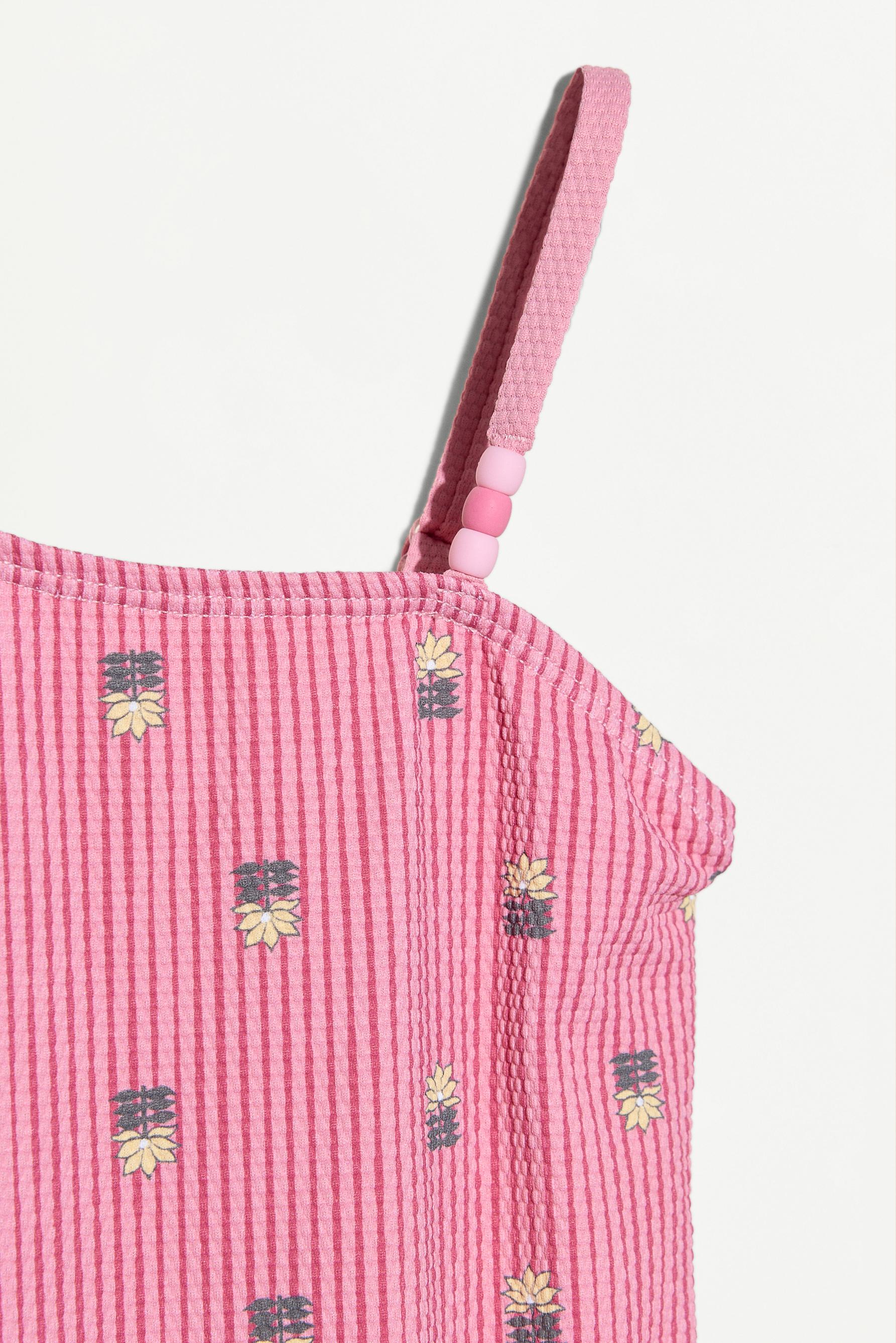 Asymmetric beaded swimsuit — PALE PINK