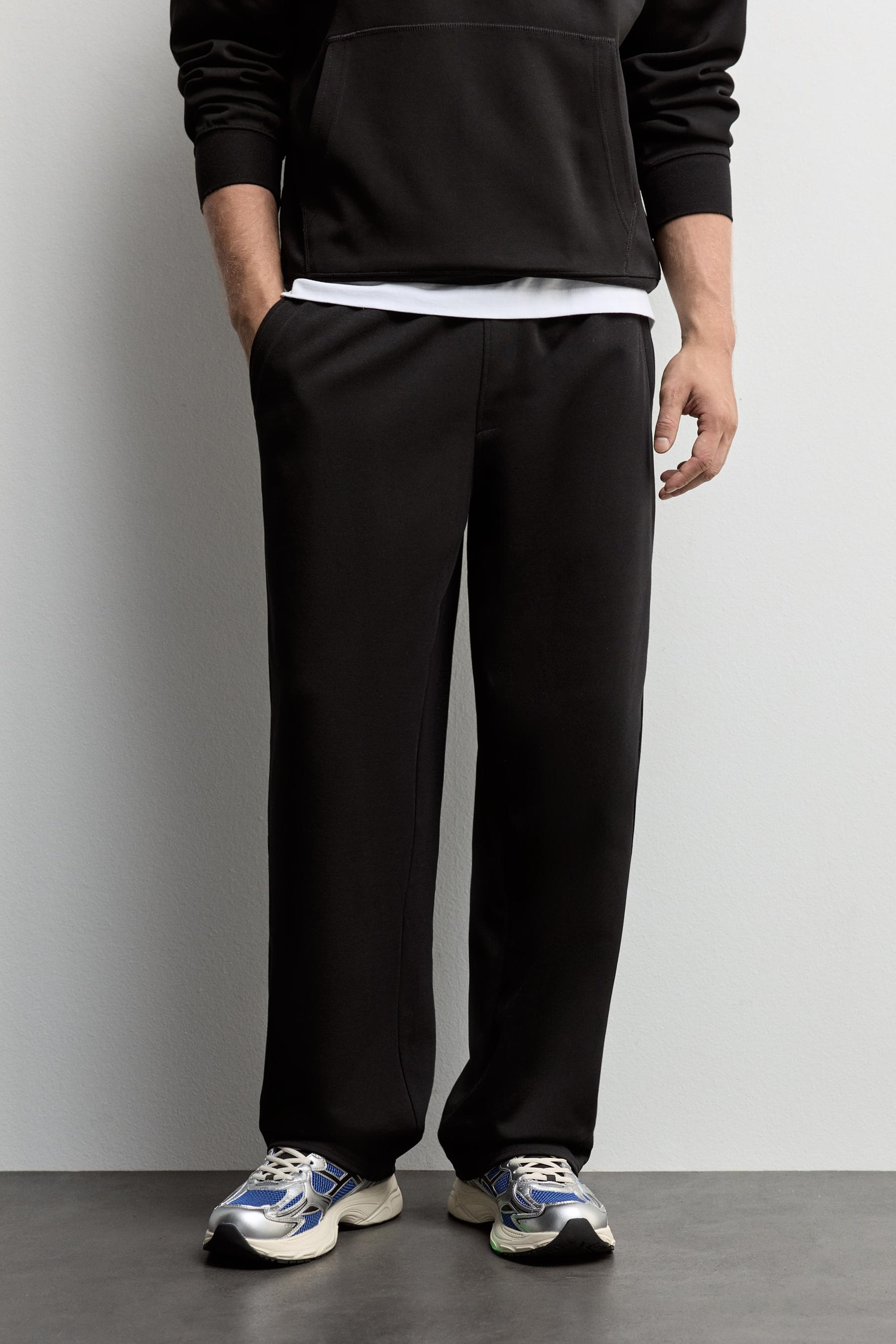 Interlock baggy joggers — BLACK