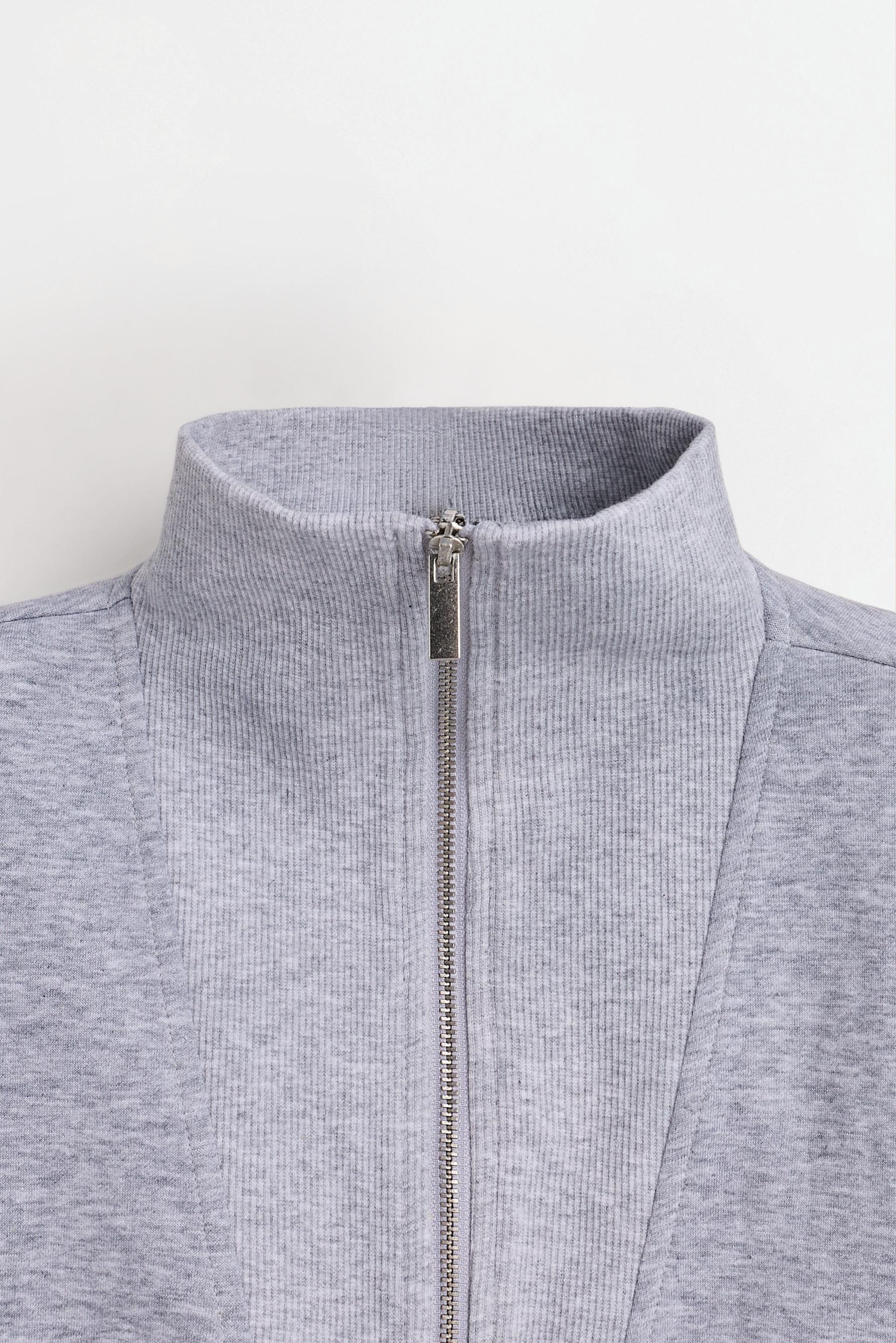Basic quarter-zip sweatshirt — GREY MARL