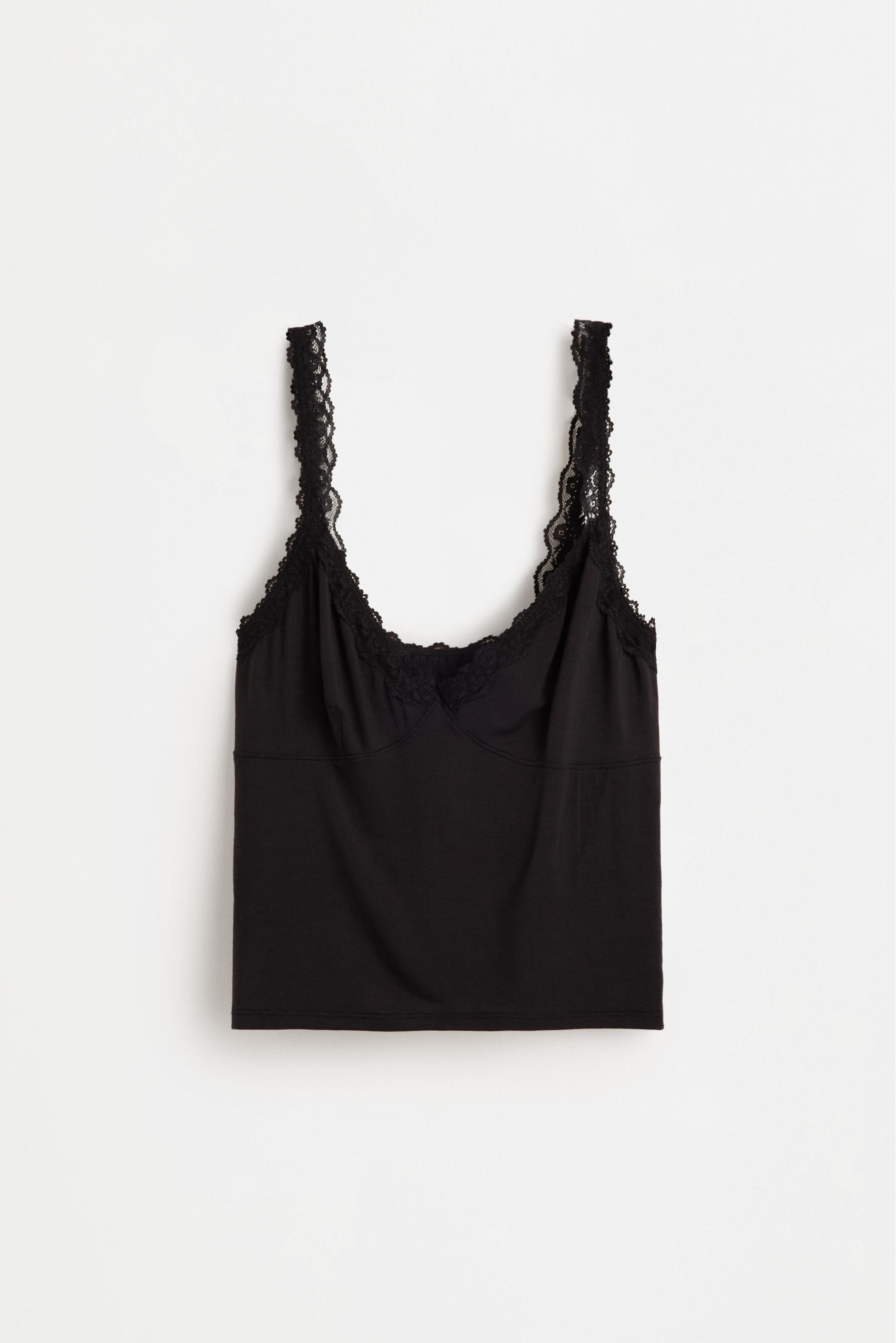 Modal lace top — BLACK