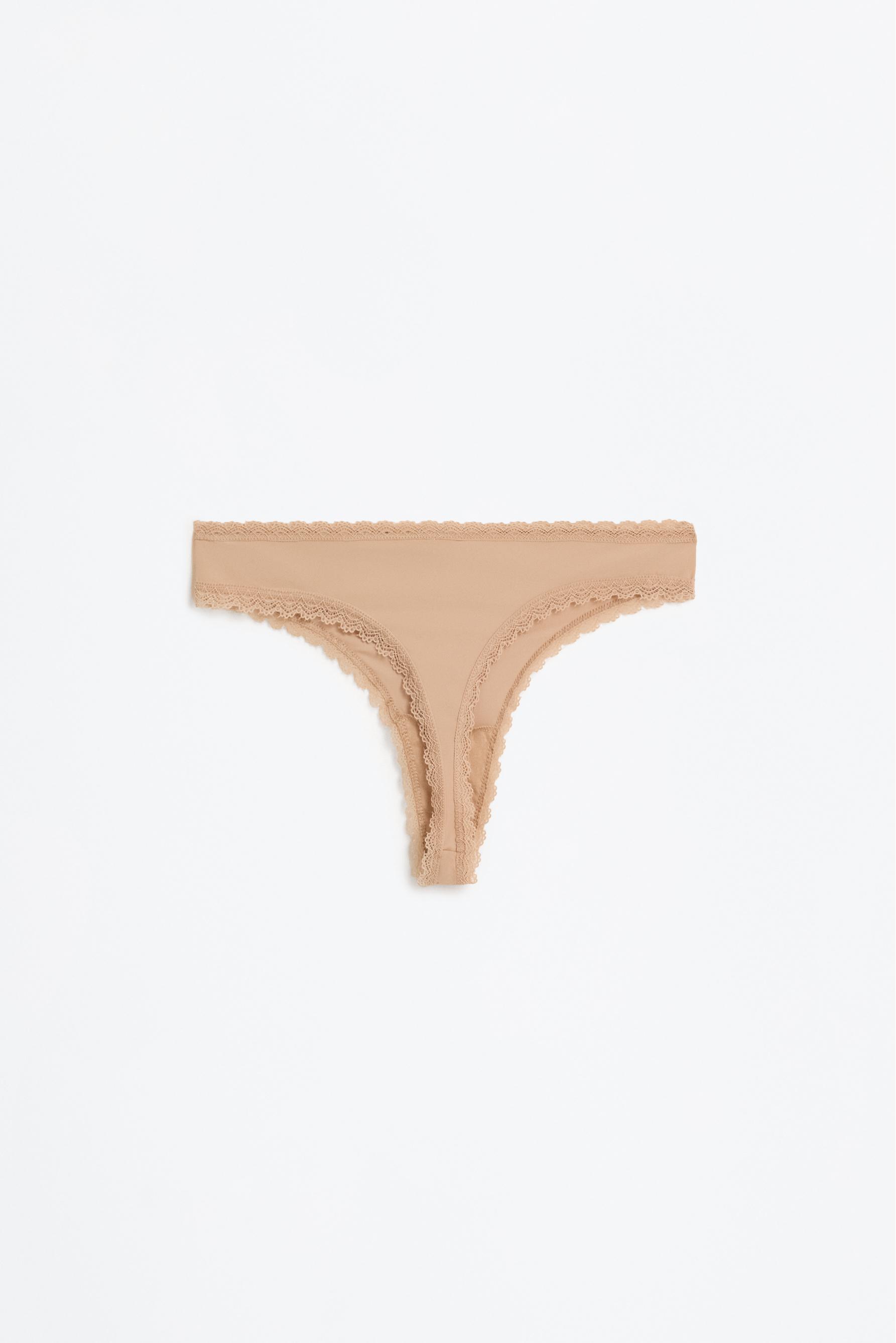 3-Pack of Brazilian briefs with lace trim — BEIGE