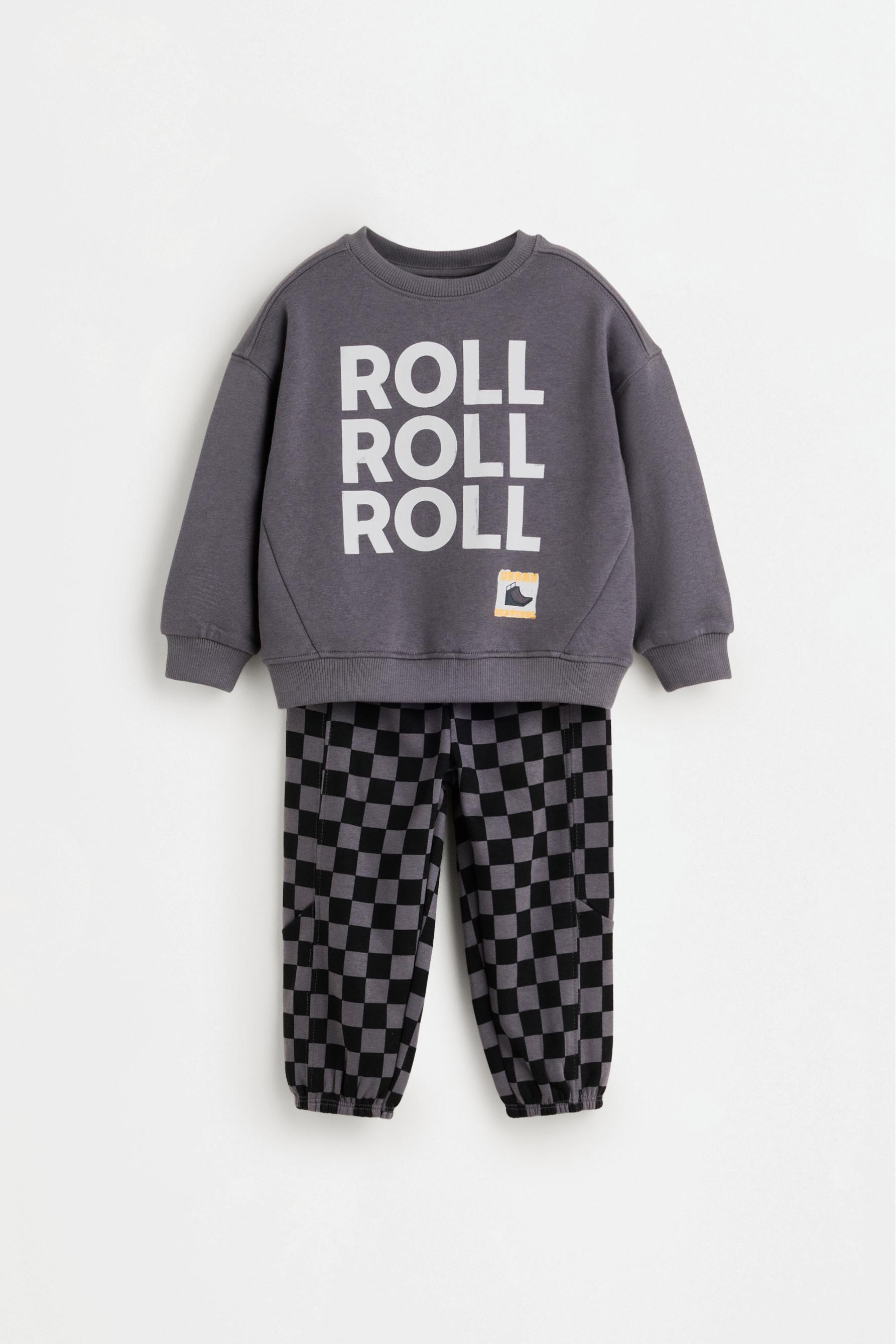 Plush sweatshirt and trousers co-ord — MEDIUM GREY