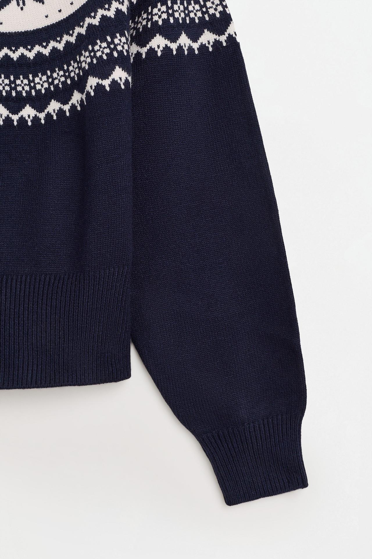 Fair Isle quarter-zip sweater — NAVY
