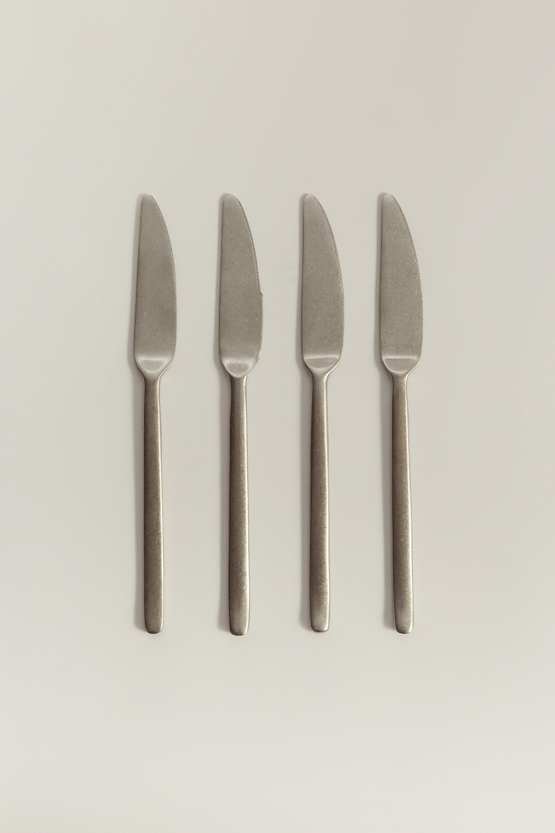 Pack 4 cuchillos plata envejecida