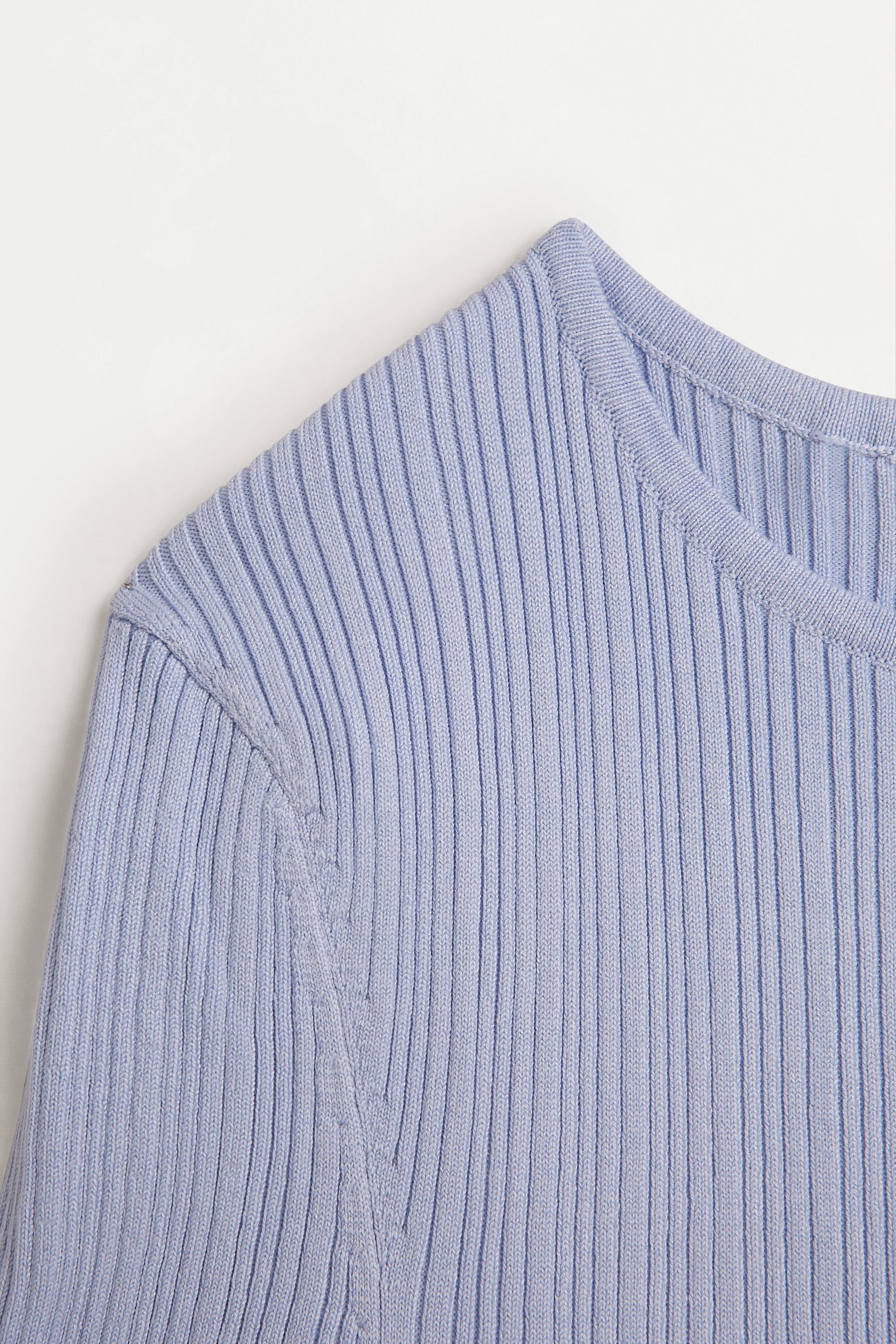 Basic ribbed knit top — SKY BLUE