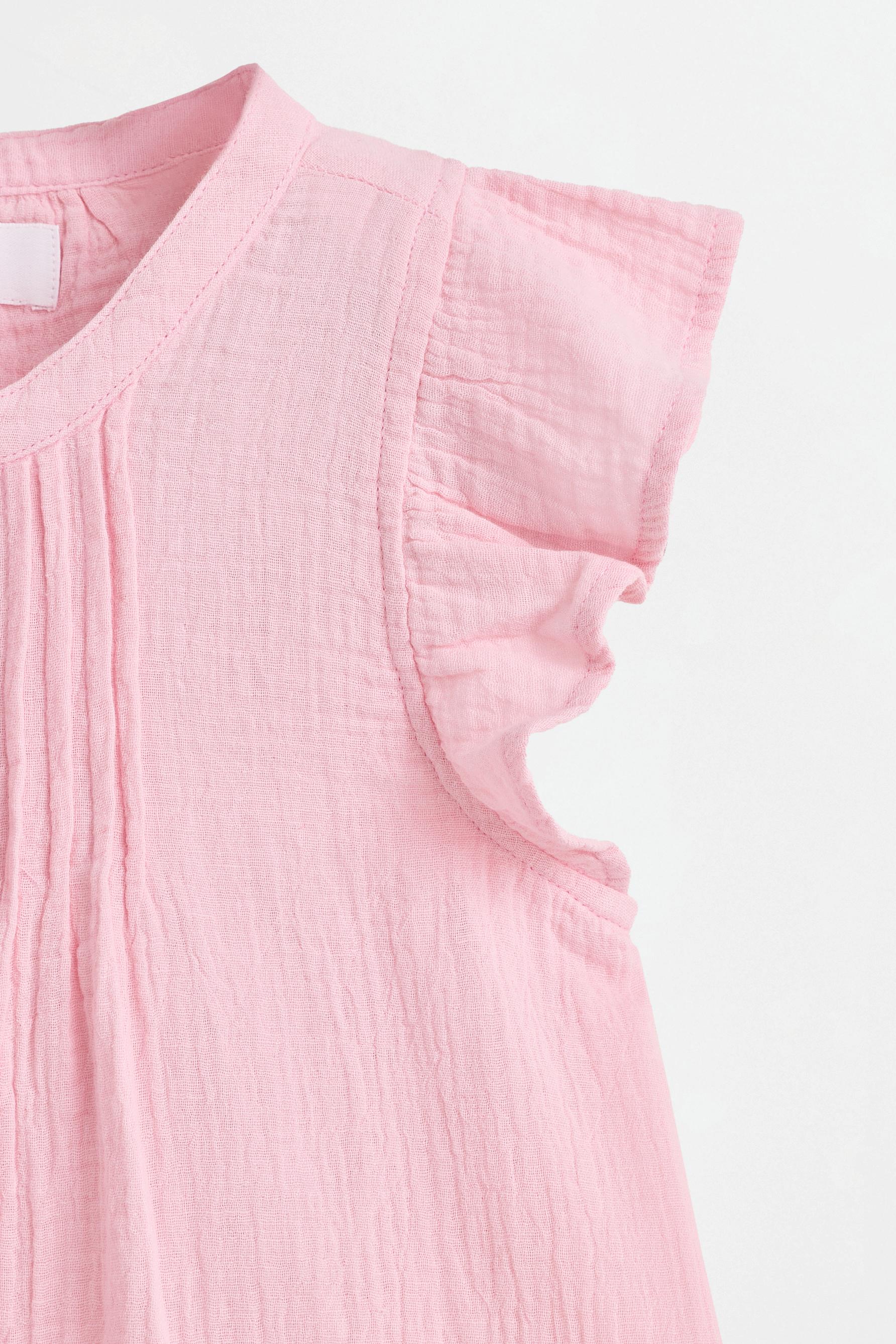 Double gauze ruffled blouse — PINK