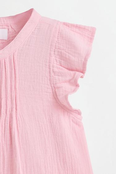 Double gauze ruffled blouse — PINK 4
