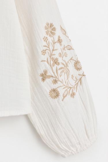 Textured embroidered blouse — OFF WHITE 4