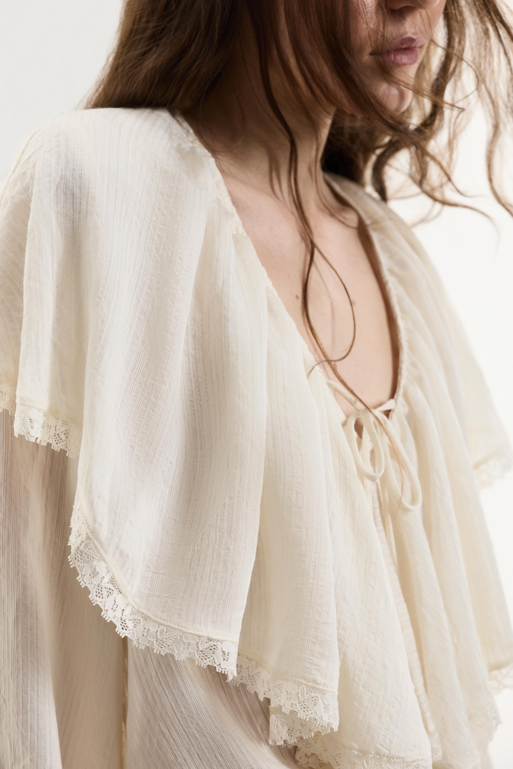 Ruffled blouse — ECRU