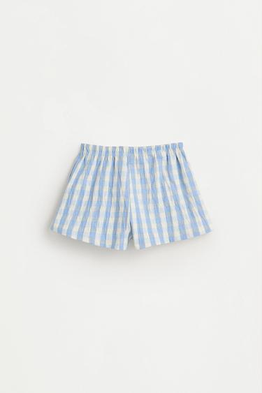 Gingham crepe top and shorts co-ord — BLUE 5