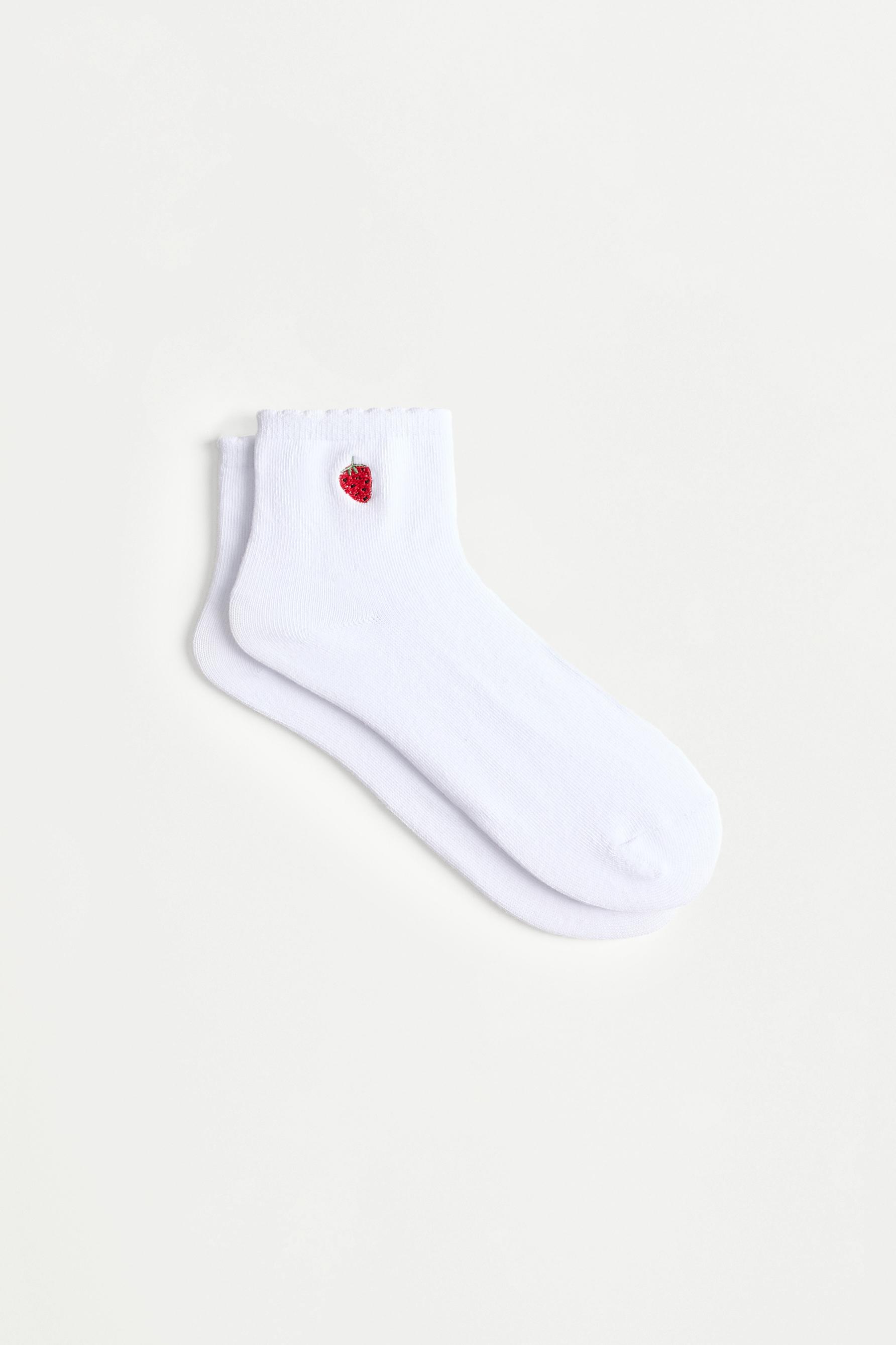 3-Pack Strawberry Embellished Short Socks — PINKISH WHITE