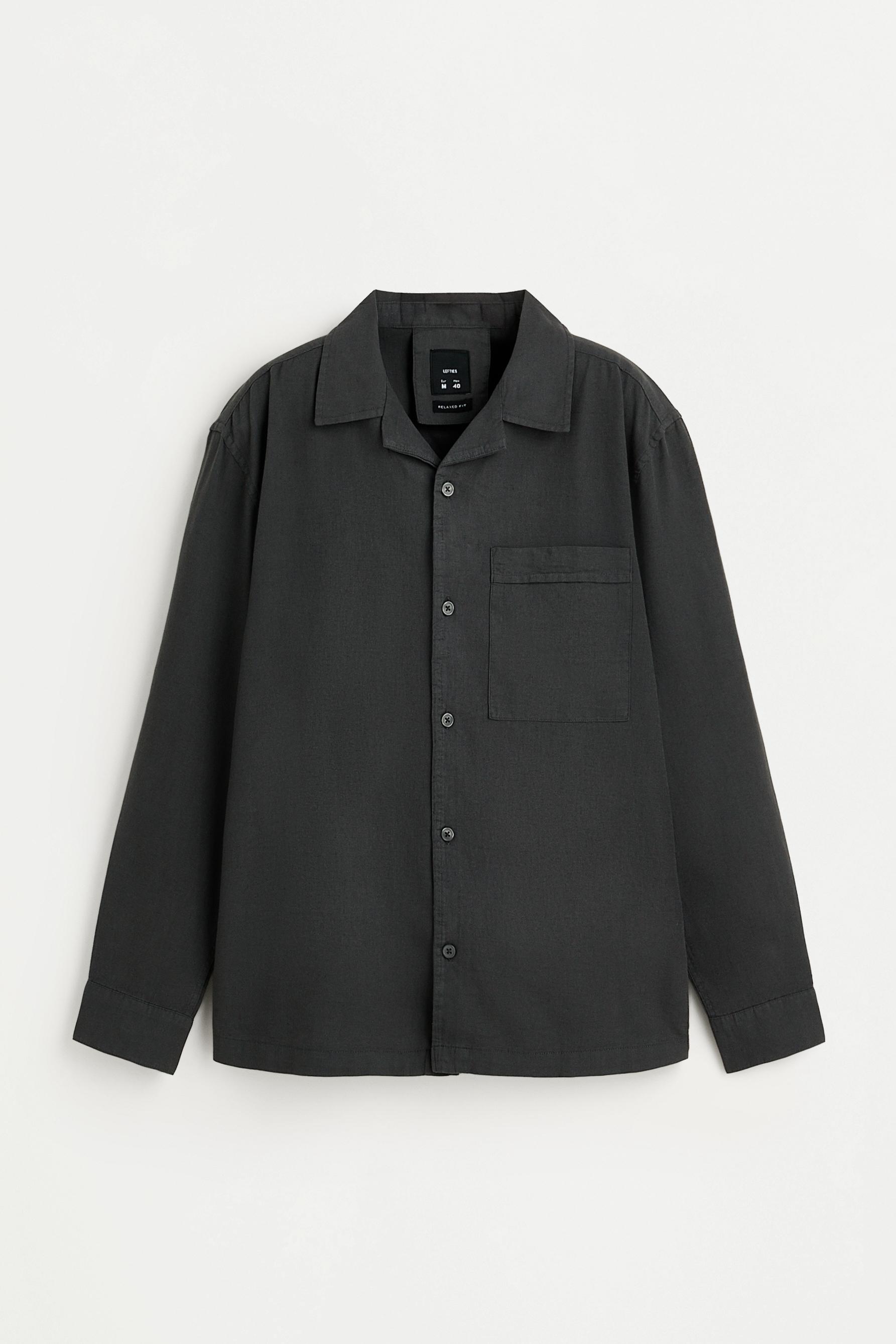 Linen-cotton resort shirt — PETROL BLUE