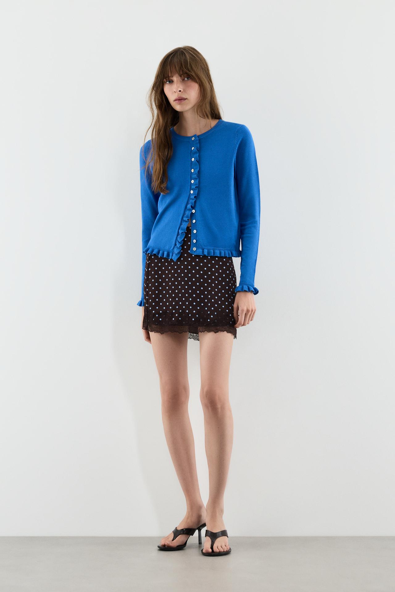 Wavy knit jacket — BLUE
