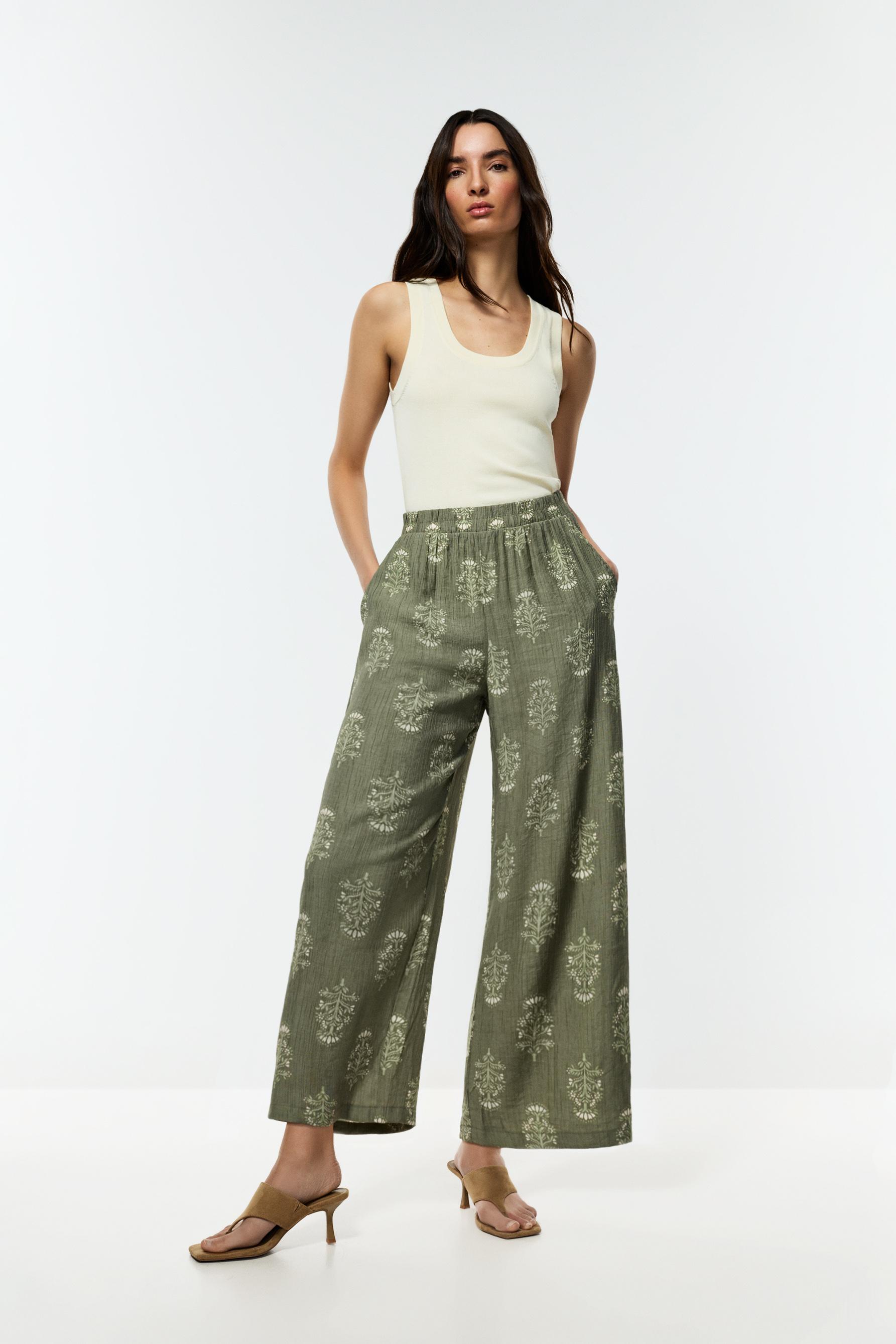 Textured culottes — MEDIUM GREEN