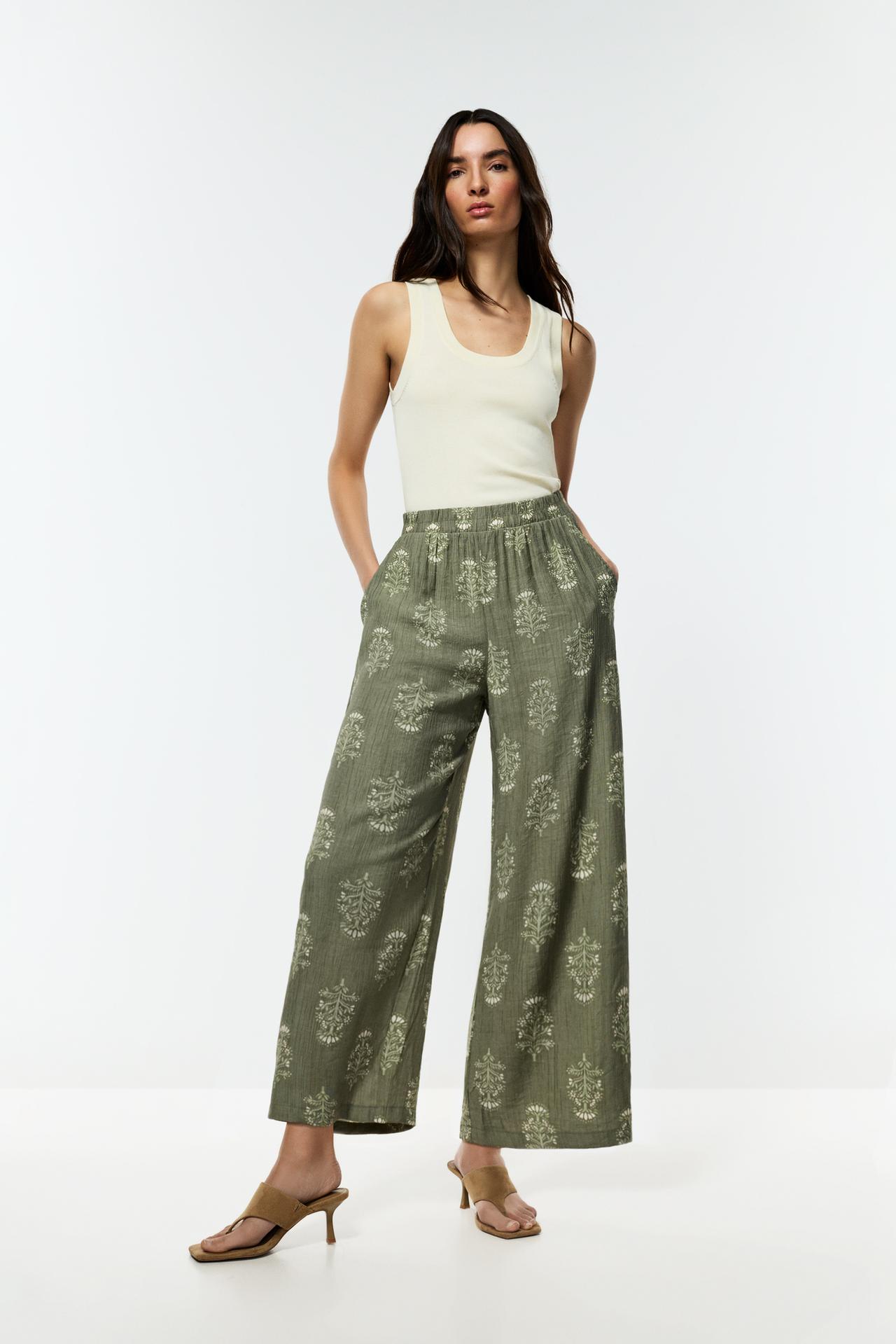 Textured culottes — MEDIUM GREEN