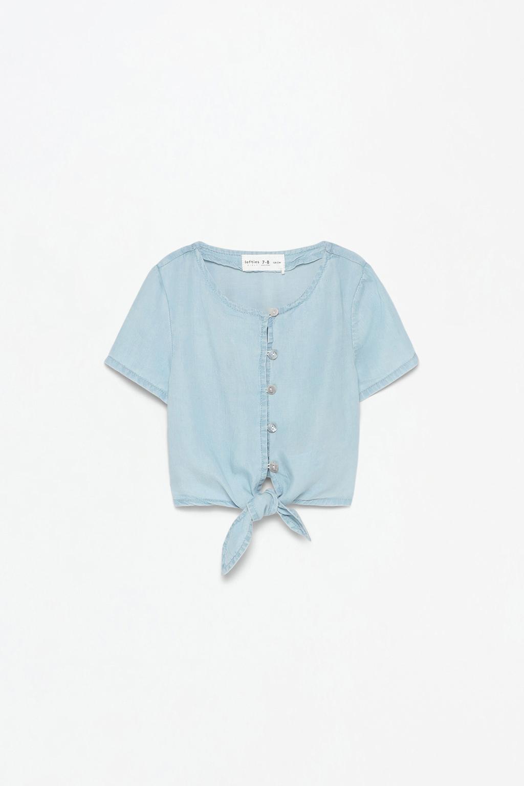 Lightweight denim shirt with knot