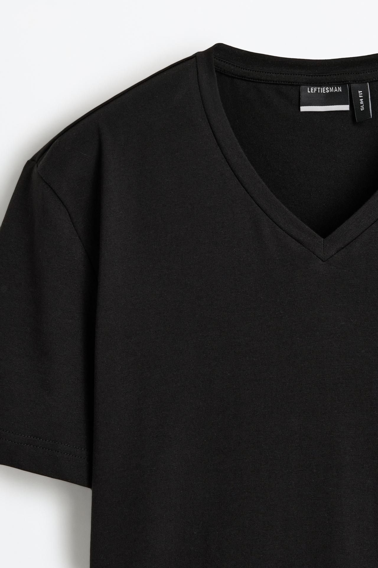Slim fit V-neck T-shirt — BLACK
