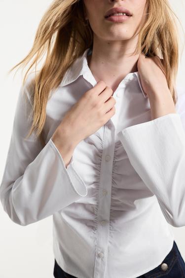 Gathered shirt — WHITE 3
