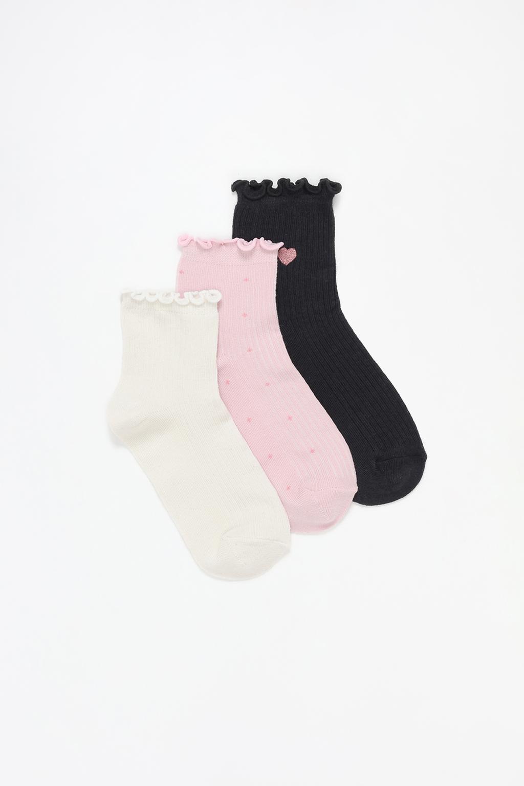 3-pack socks with shimmery detail