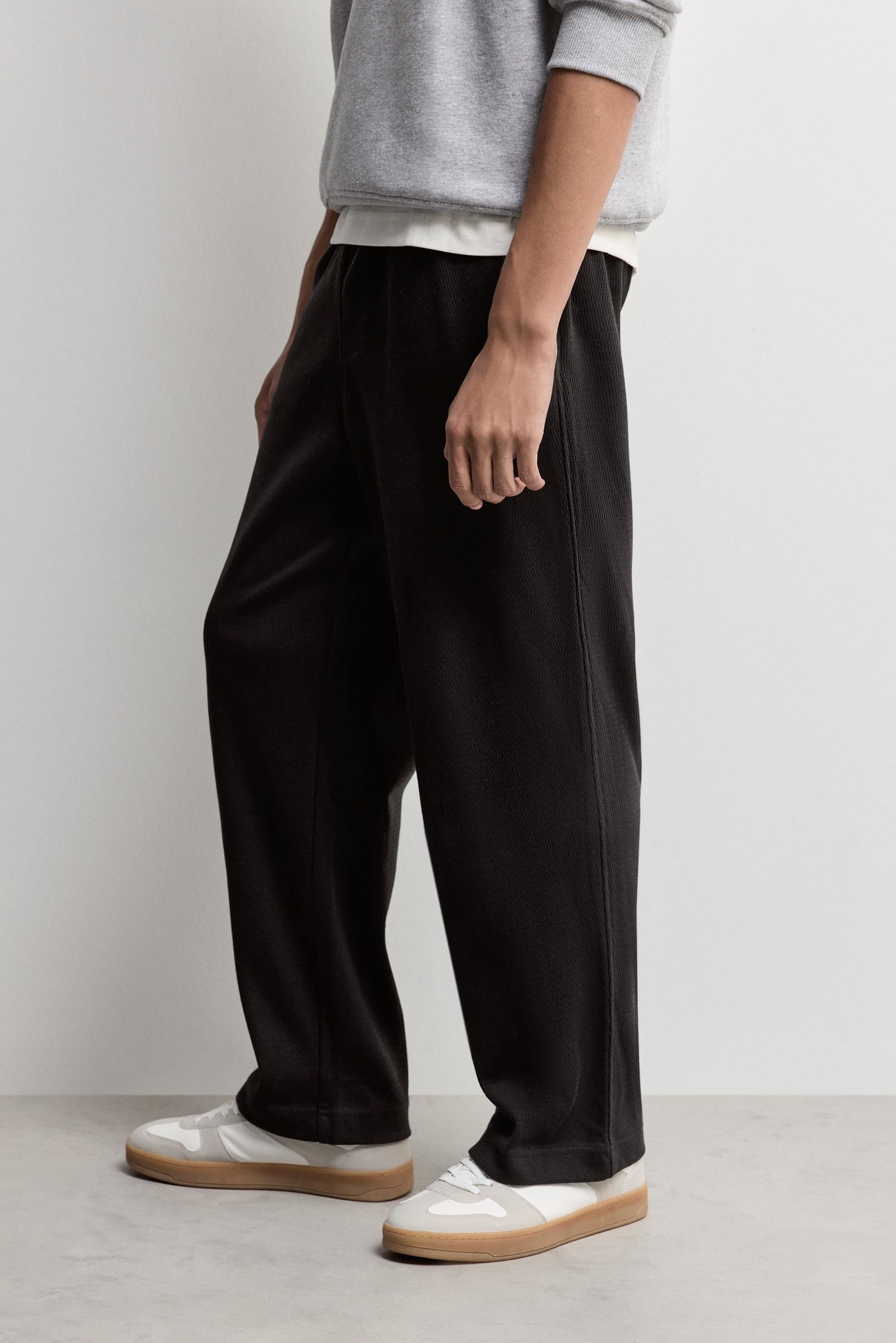 Textured tracksuit bottoms — BLACK