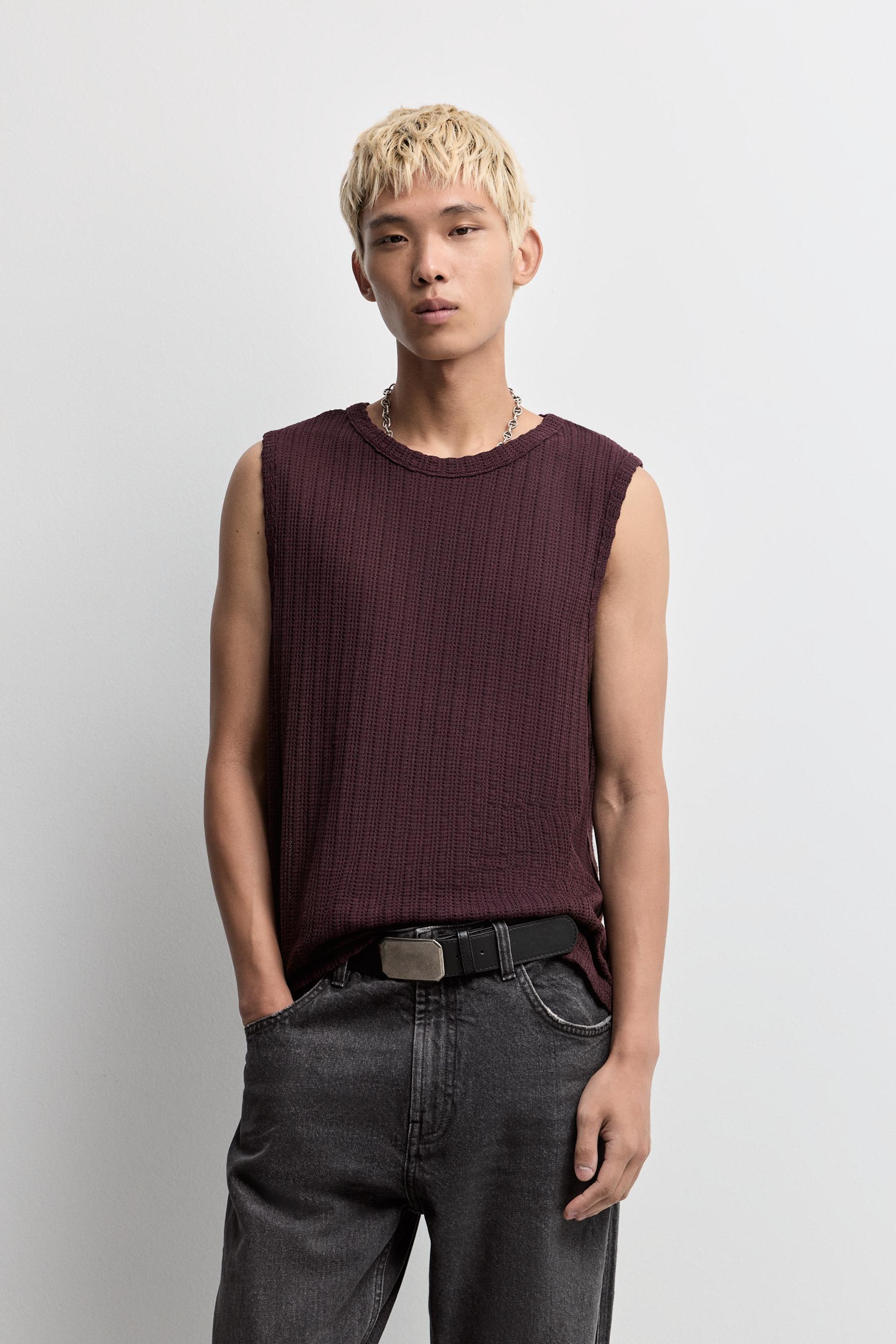 Textured tank top — WINE