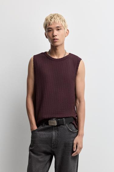 Textured tank top — WINE 1