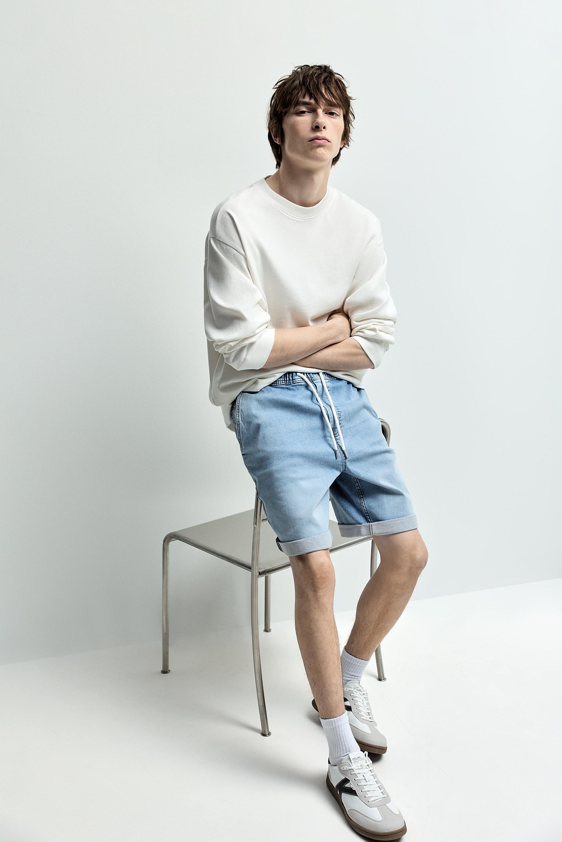 Denim jogger Bermuda shorts — NEON BLUE