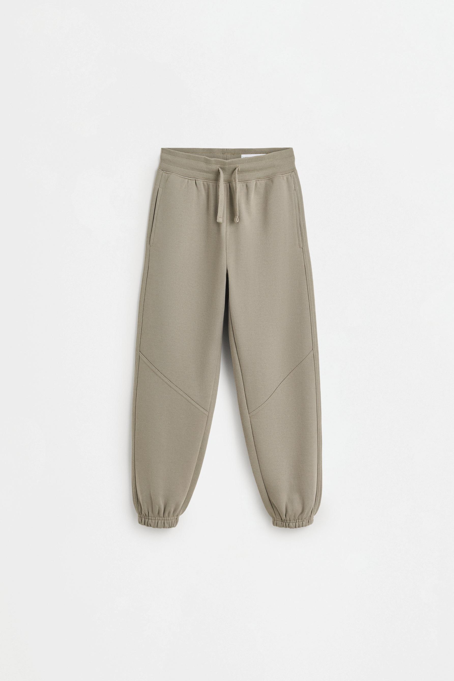 Plush trousers with knee stitching — PALE KHAKI