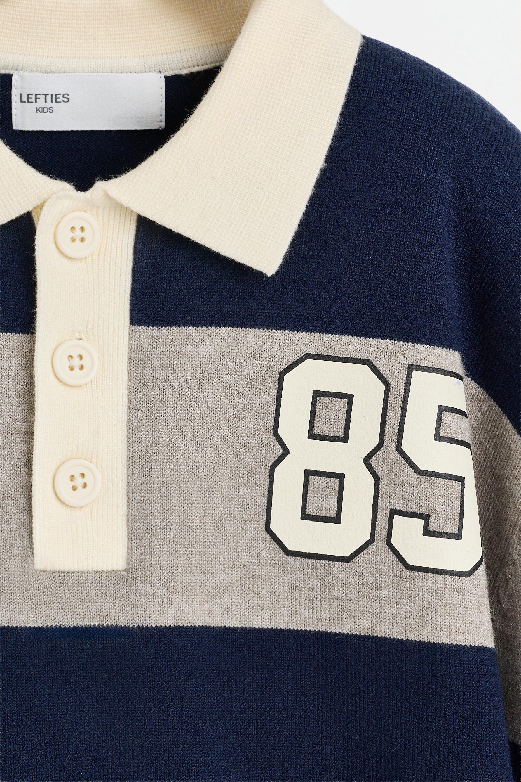 Striped knit polo shirt — NAVY