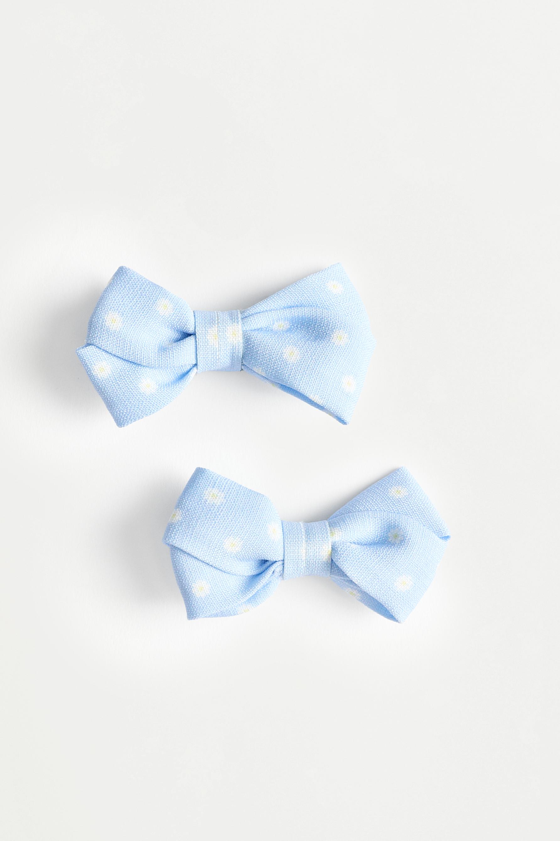 Floral bow hair clips (2-pack) — SKY BLUE