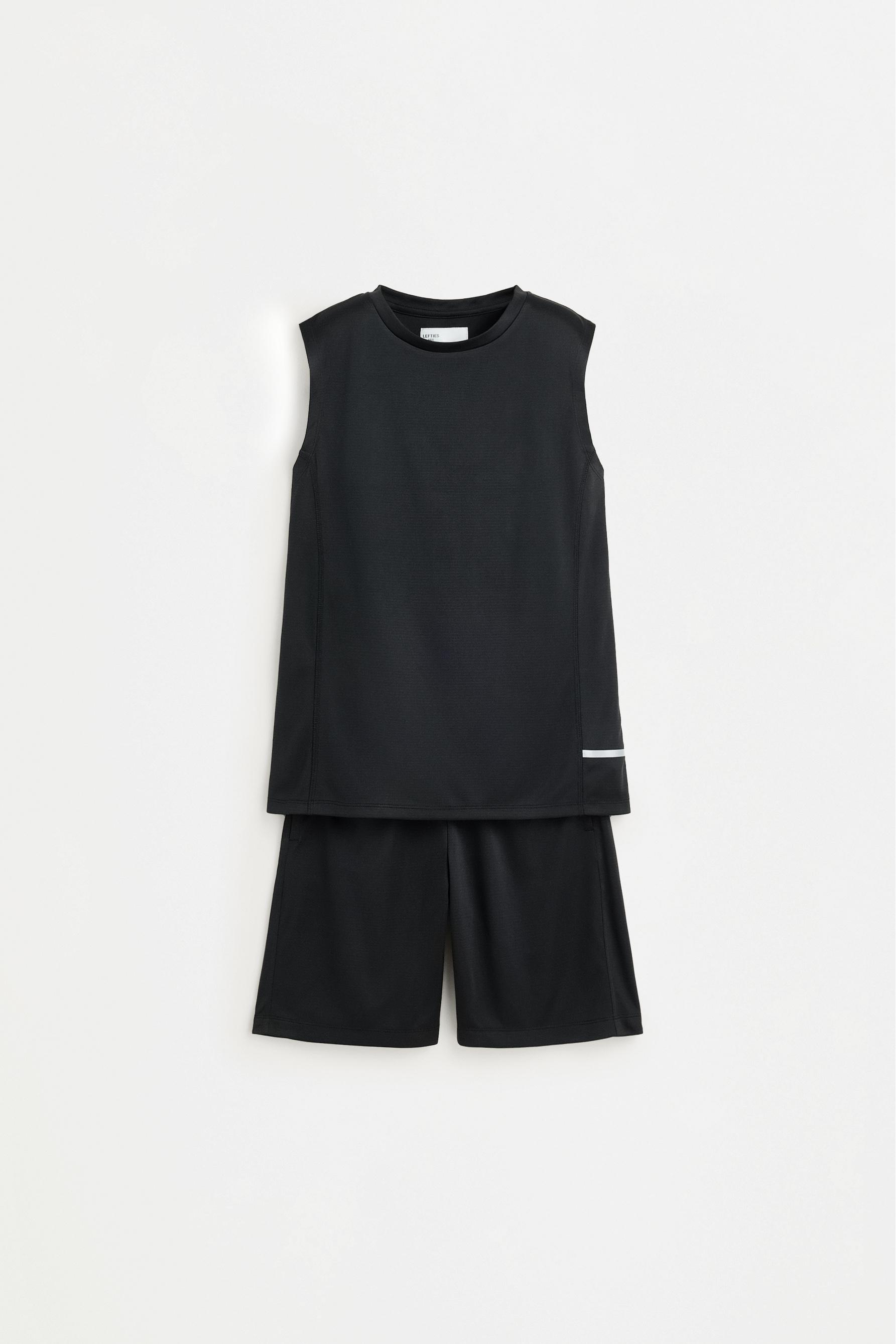 Sleeveless sports co-ord with Bermuda shorts — BLACK