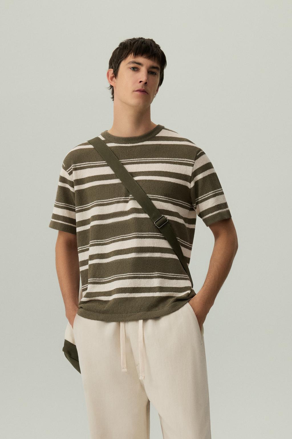 Striped textured knit T-shirt