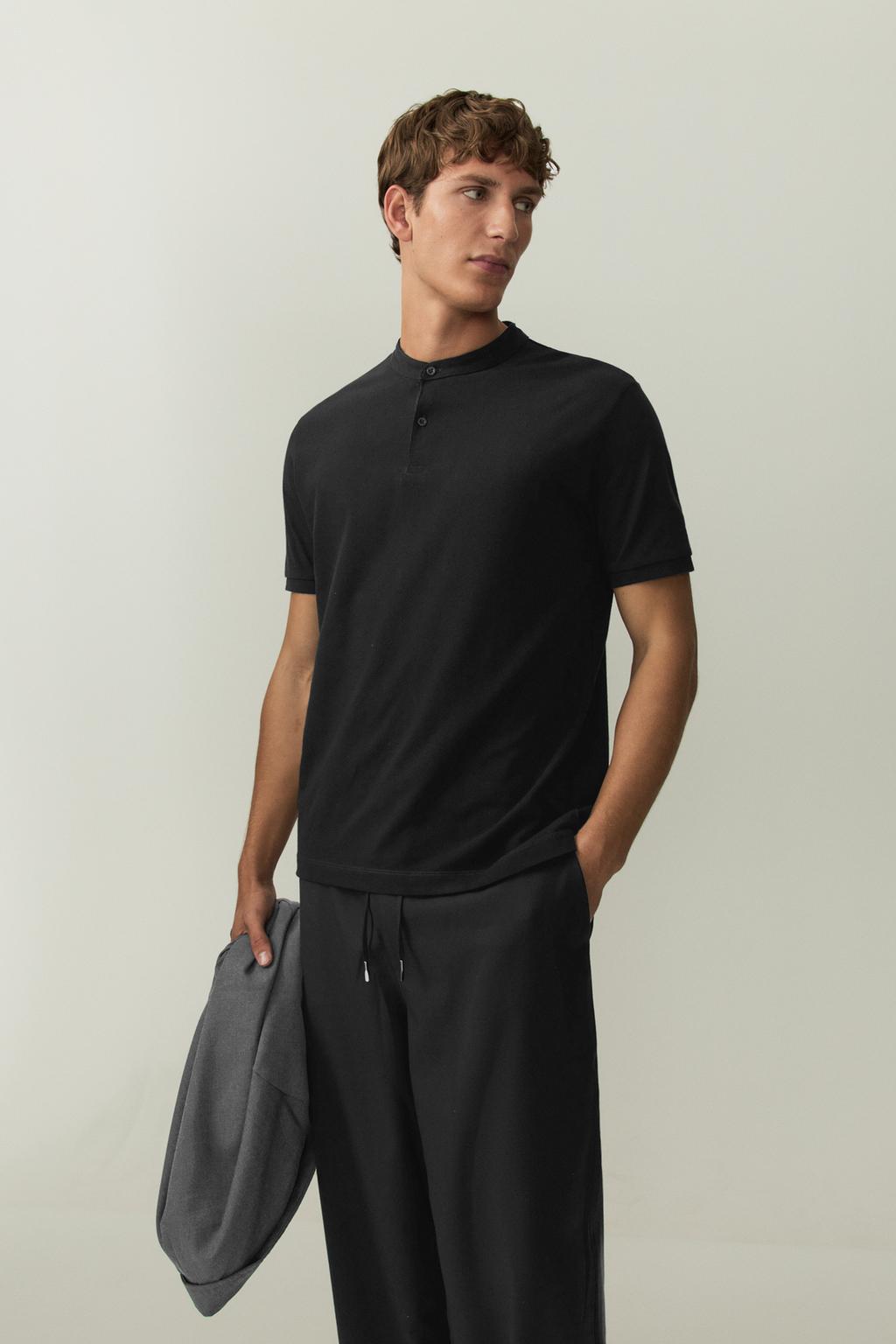 Basic polo shirt with stand-up collar