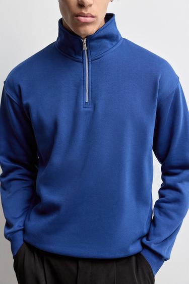 High-neck zip-up sweatshirt — COBALT GREY 3