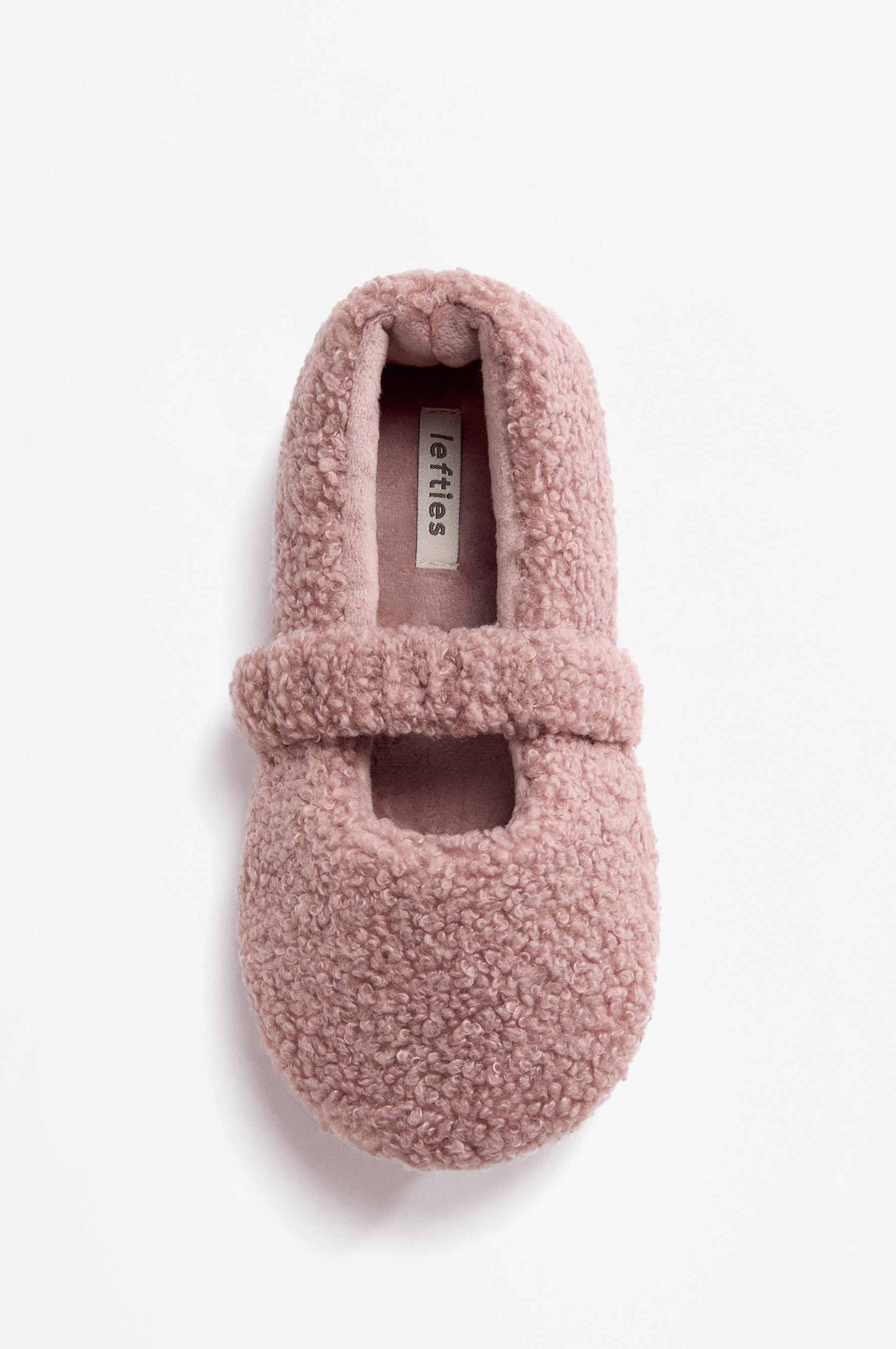 Girls' faux fur ballerina slippers — PINK