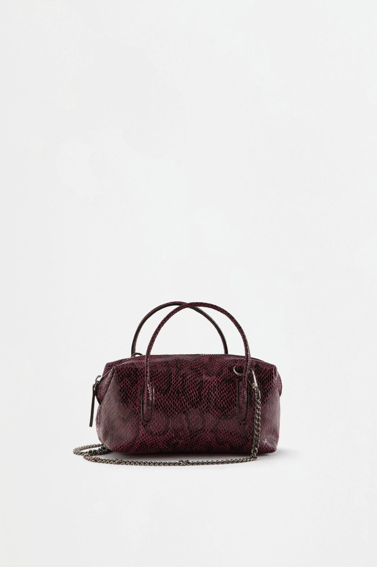 Animal print mini bowling crossbody bag — BURGUNDY