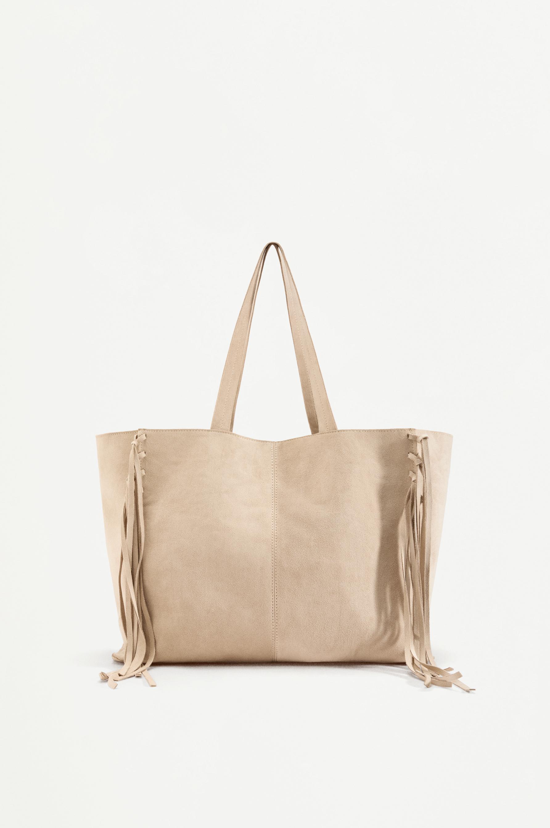 Faux suede tote bag — ECRU