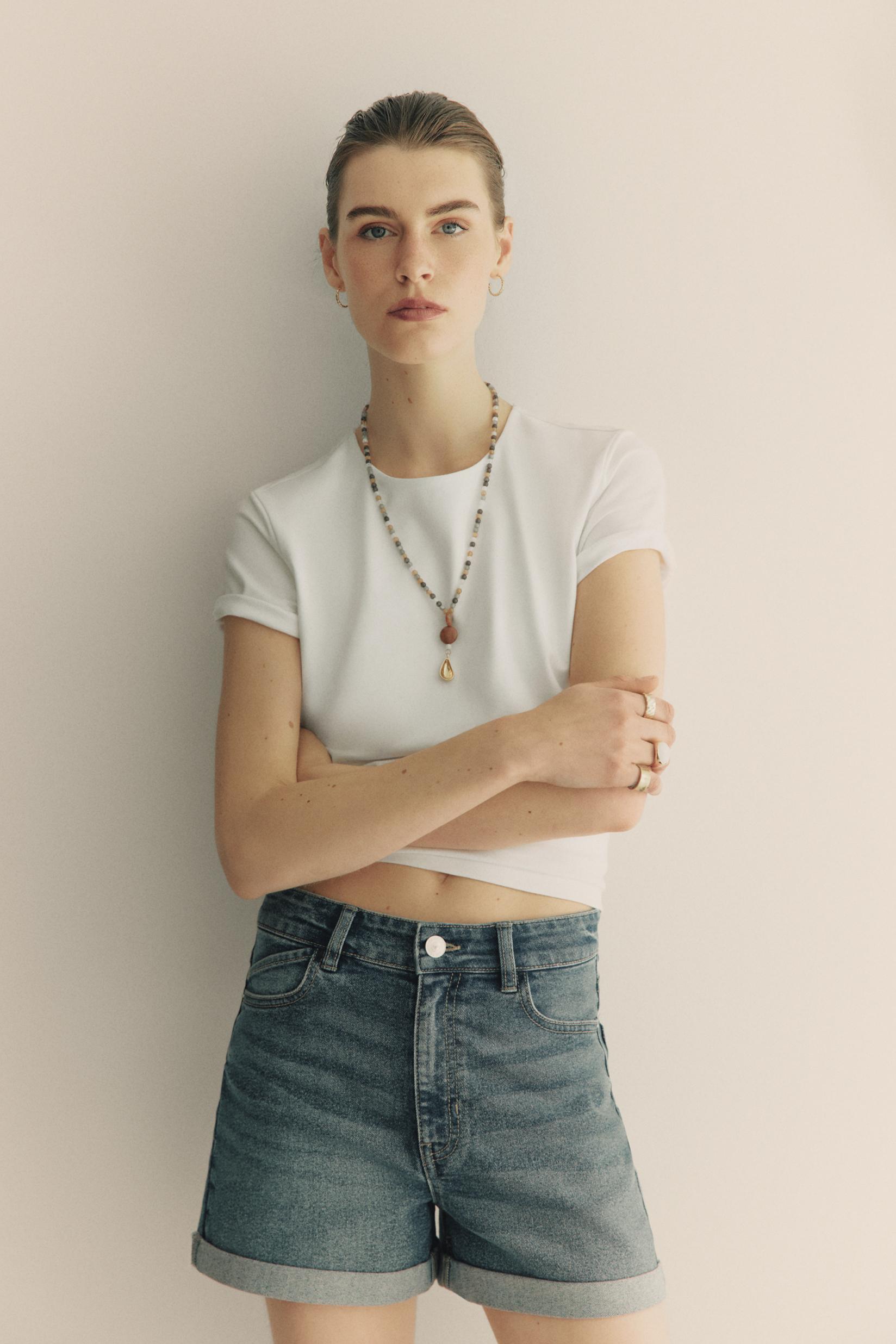 Denim stretch shorts — INDIGO