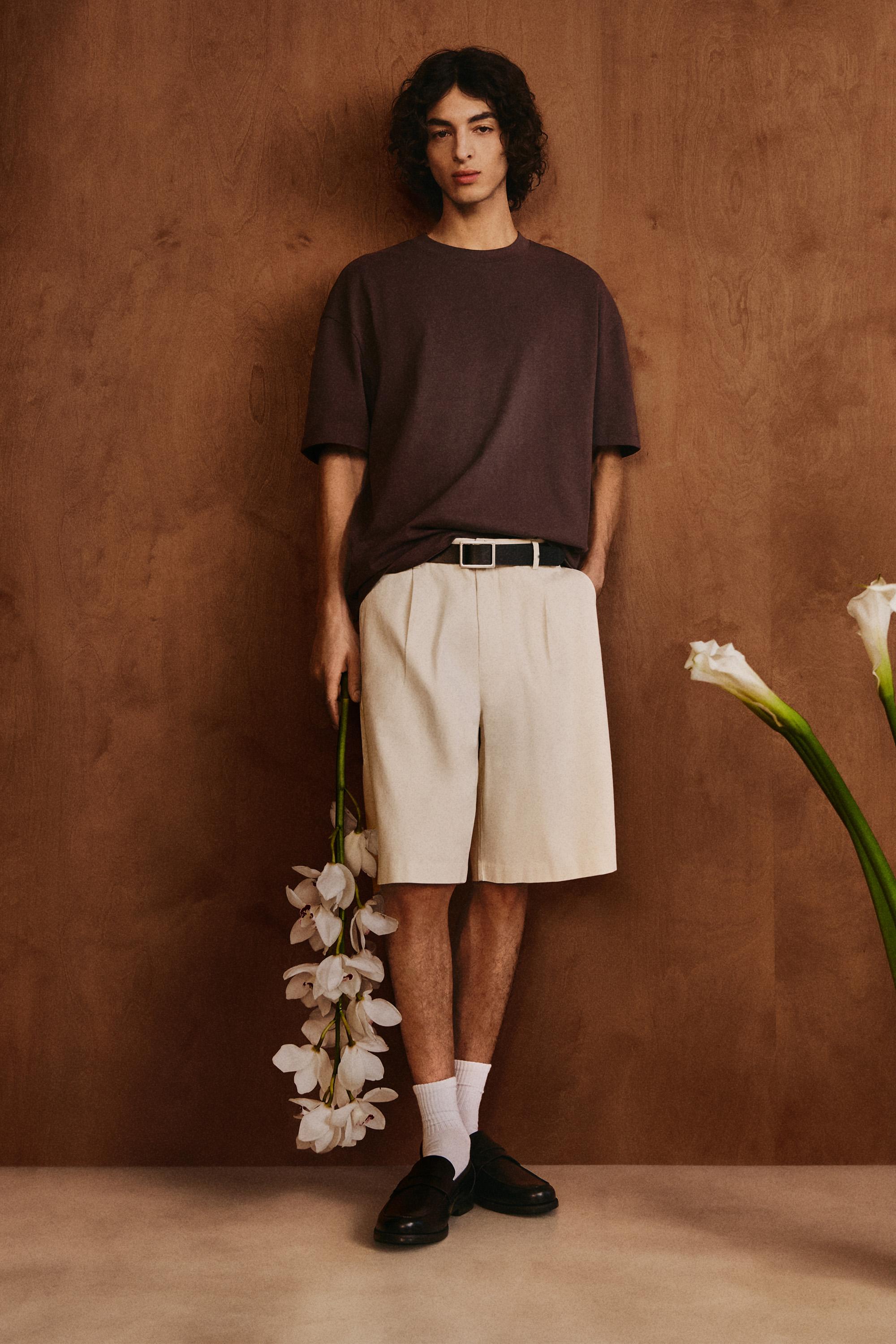 Pleated chino Bermuda shorts — GREY