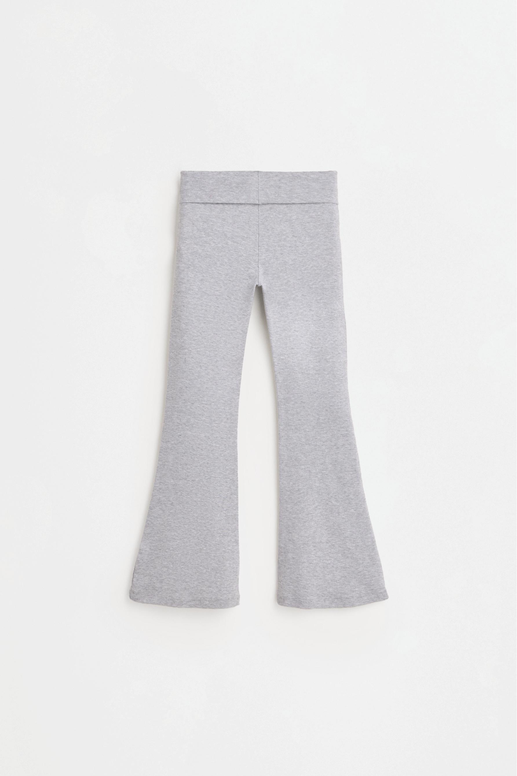 Bell bottom leggings with fold-over waist — GREY MARL