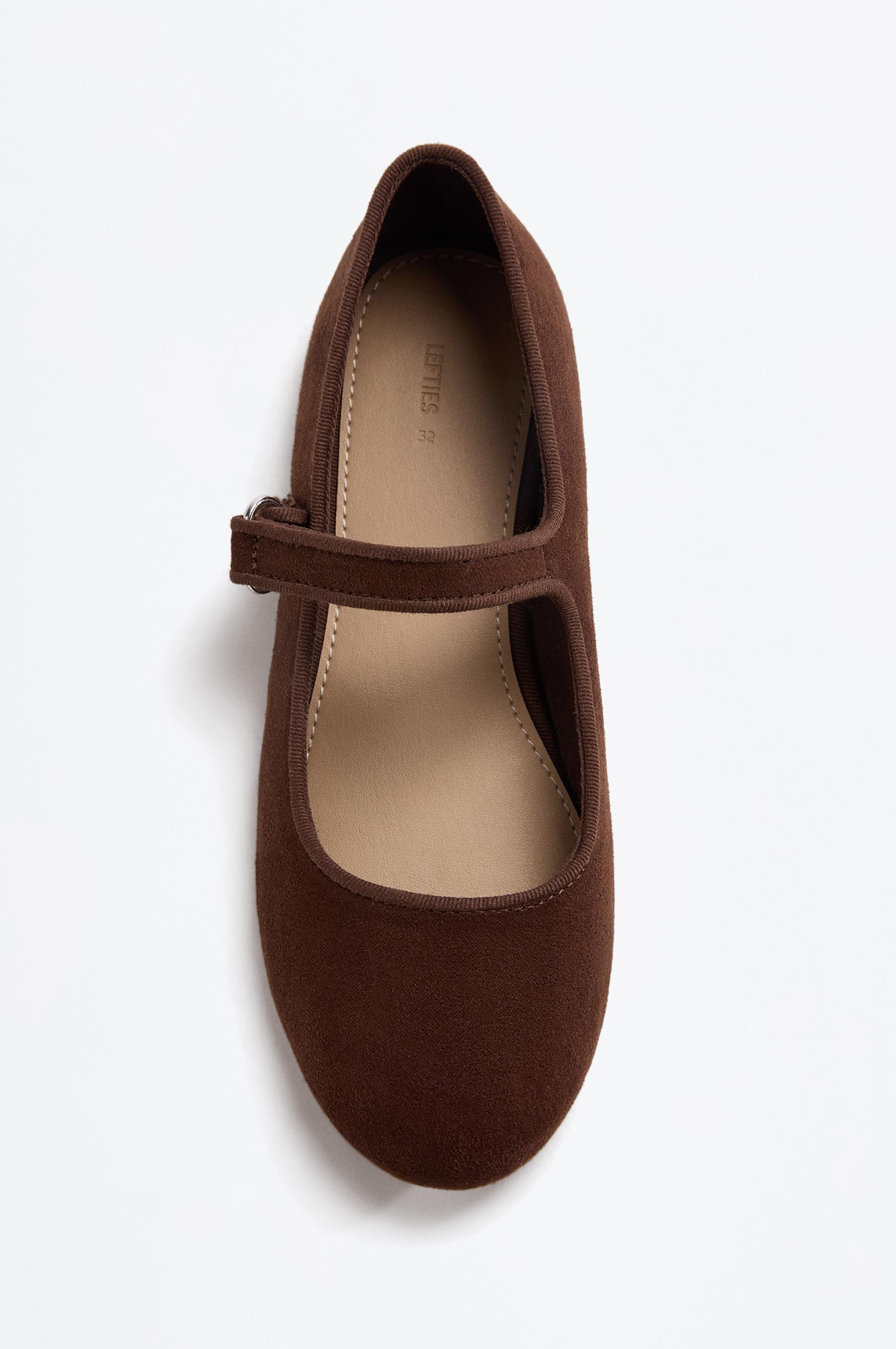 Mary Jane ballerina flat — BROWN